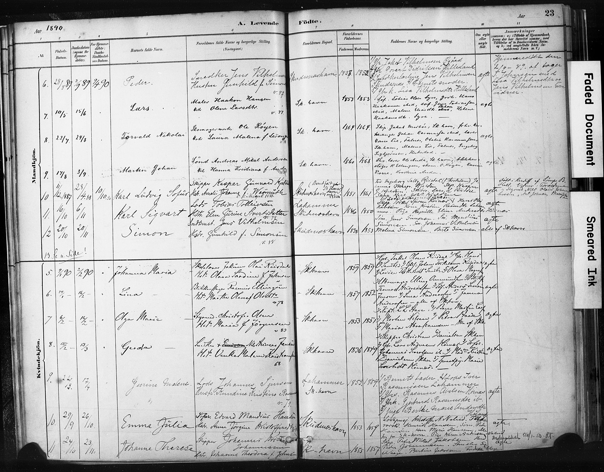 Skudenes sokneprestkontor, AV/SAST-A -101849/H/Ha/Haa/L0008: Parish register (official) no. A 5, 1882-1912, p. 23