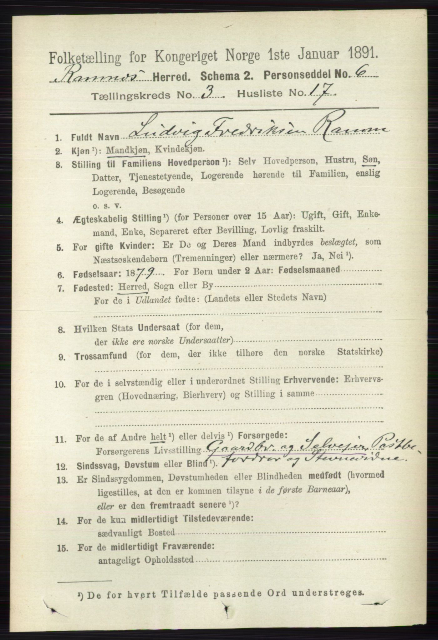 RA, 1891 census for 0718 Ramnes, 1891, p. 1412