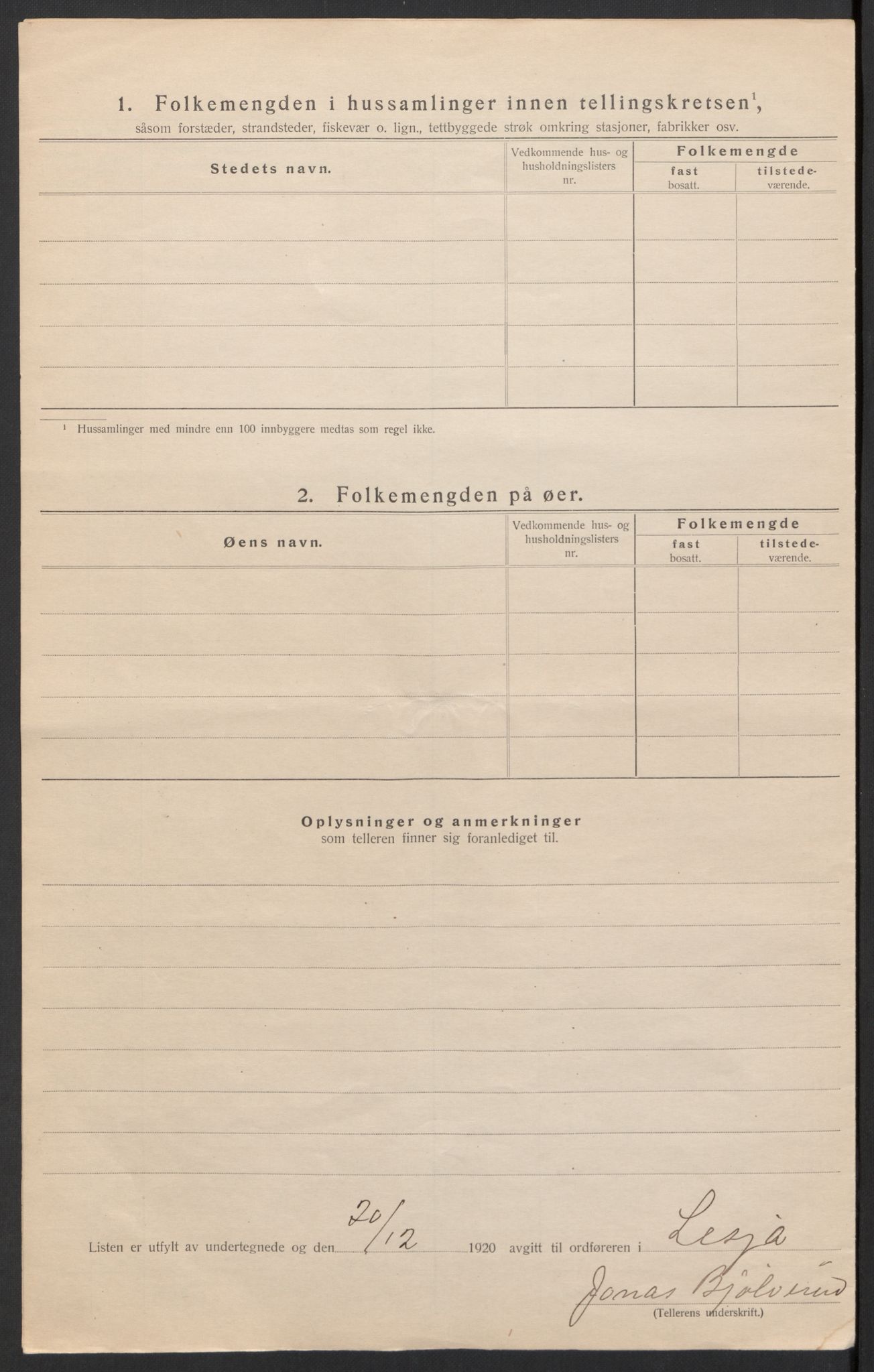 SAH, 1920 census for Lesja, 1920, p. 18