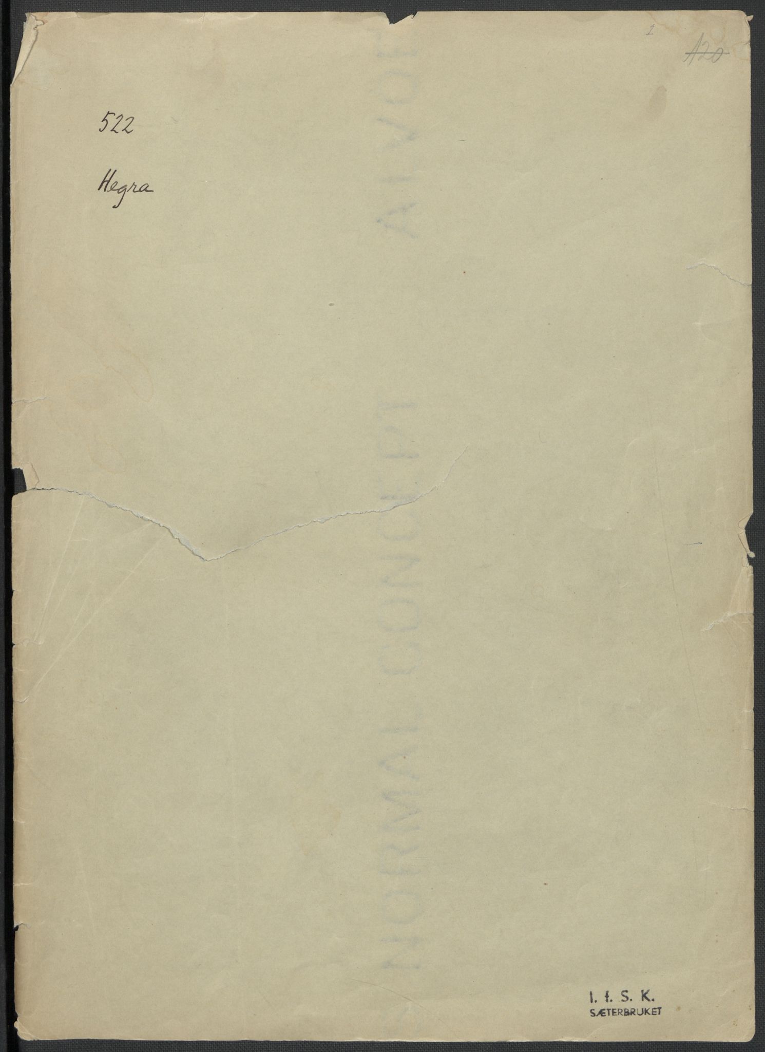 Instituttet for sammenlignende kulturforskning, RA/PA-0424/F/Fc/L0015/0001: Eske B15: / Nord-Trøndelag (perm XLII), 1933-1938, p. I