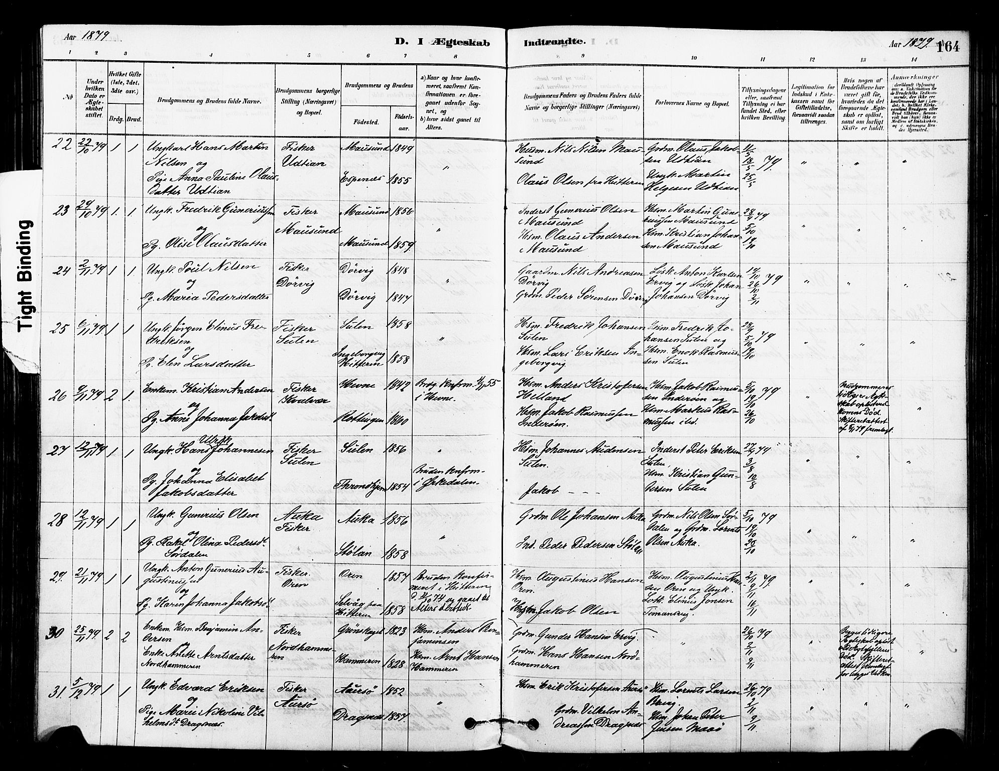 Ministerialprotokoller, klokkerbøker og fødselsregistre - Sør-Trøndelag, SAT/A-1456/640/L0578: Parish register (official) no. 640A03, 1879-1889, p. 164