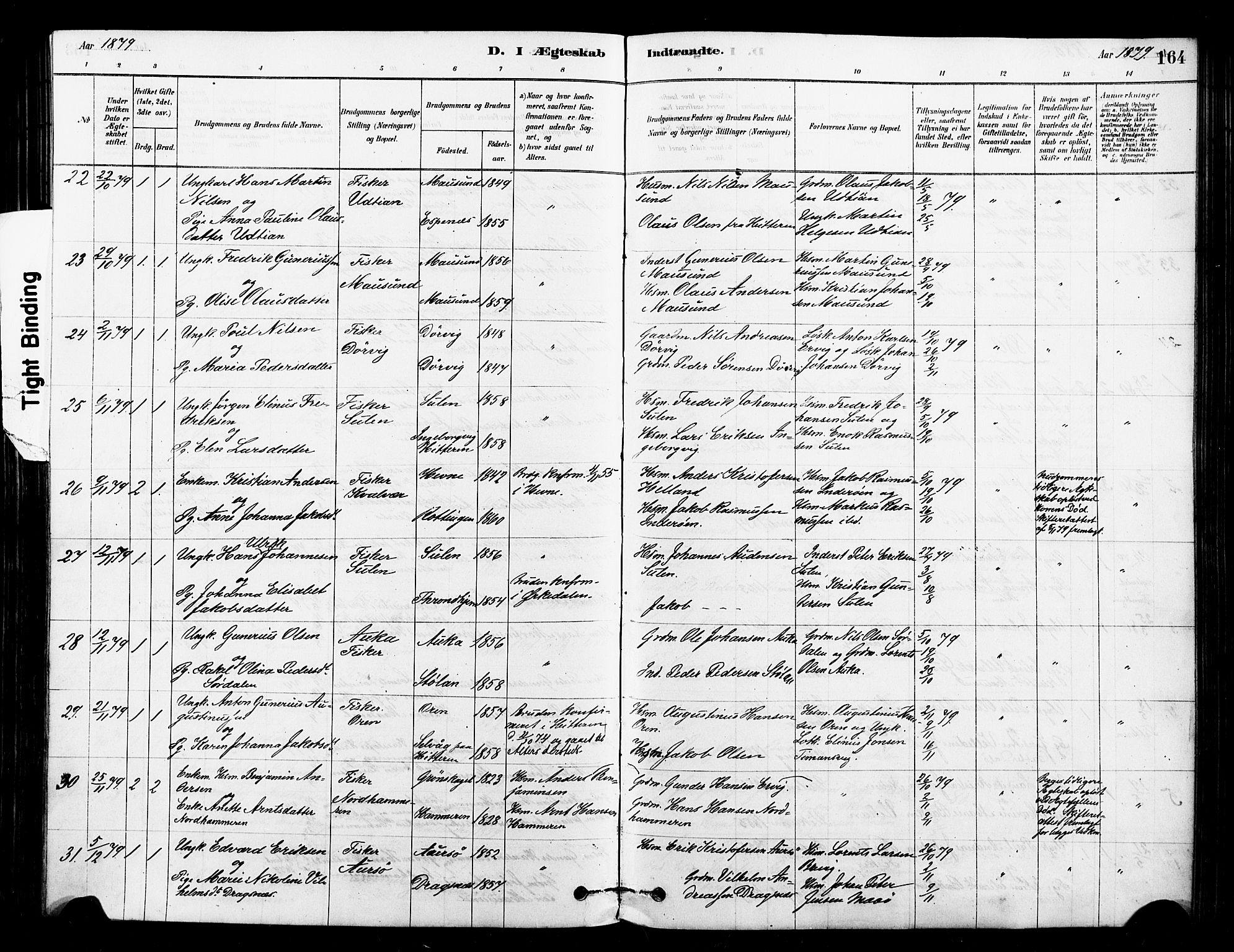 Ministerialprotokoller, klokkerbøker og fødselsregistre - Sør-Trøndelag, AV/SAT-A-1456/640/L0578: Parish register (official) no. 640A03, 1879-1889, p. 164