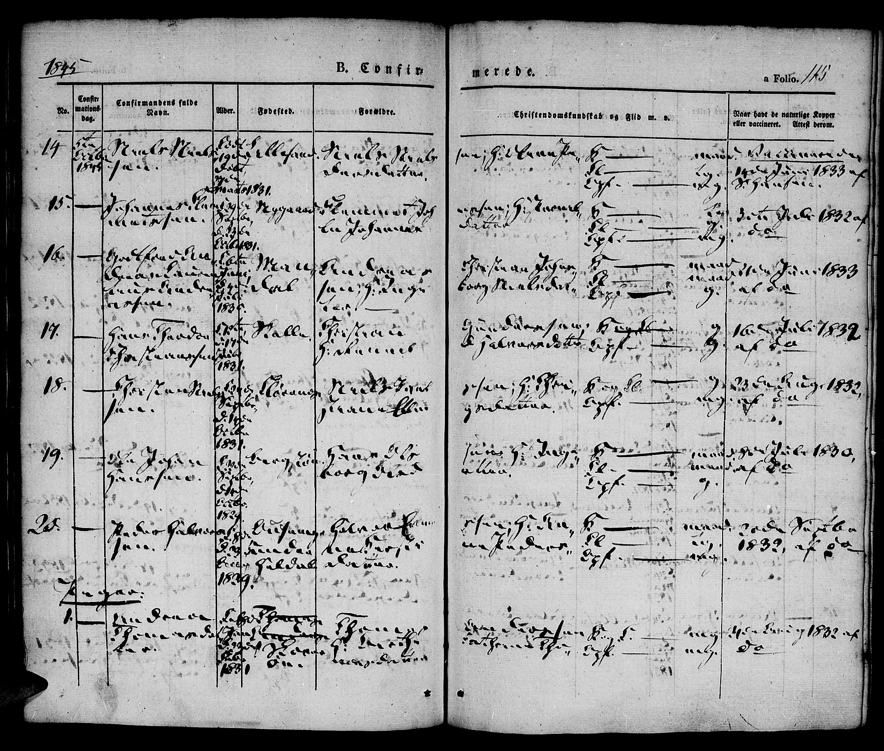 Vestre Moland sokneprestkontor, AV/SAK-1111-0046/F/Fa/Fab/L0005: Parish register (official) no. A 5, 1841-1849, p. 115