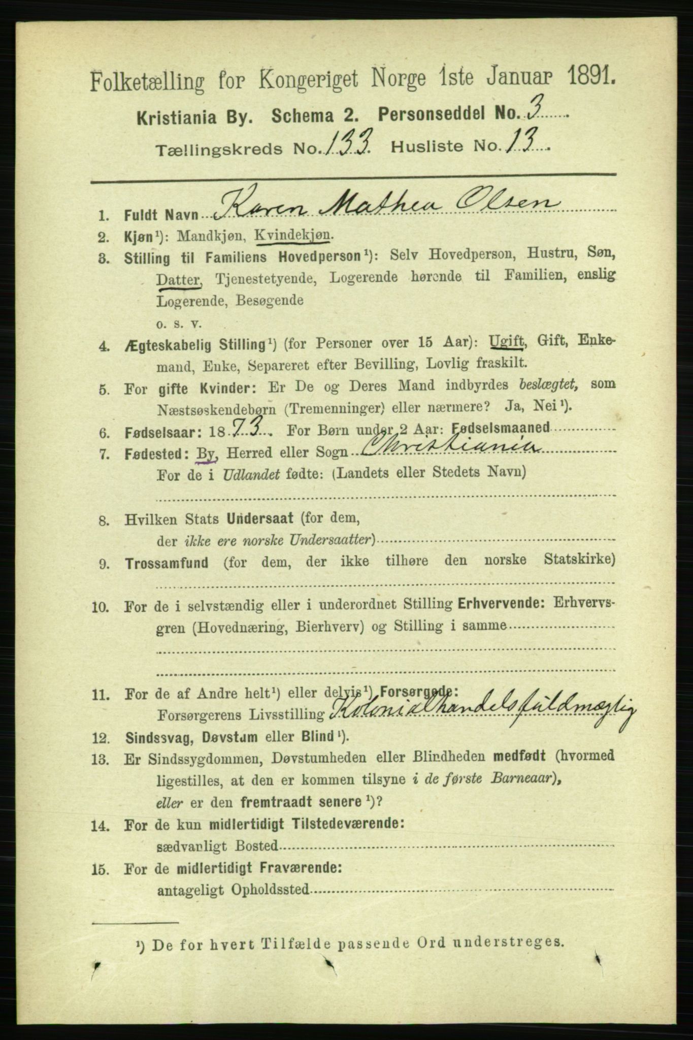 RA, 1891 census for 0301 Kristiania, 1891, p. 72688