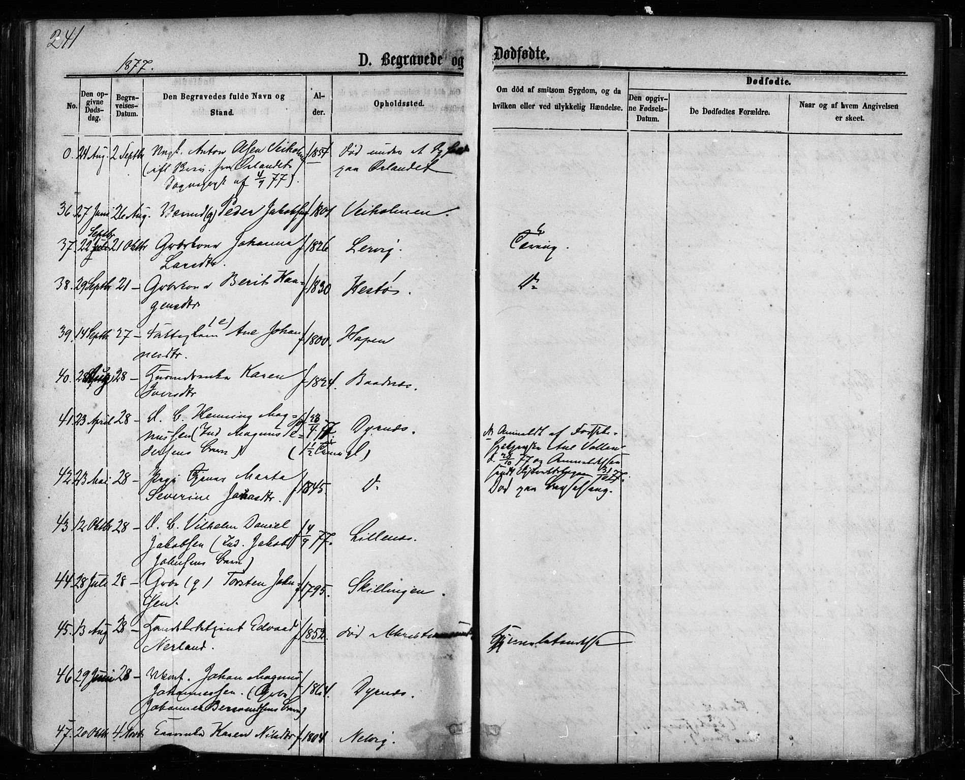 Ministerialprotokoller, klokkerbøker og fødselsregistre - Møre og Romsdal, AV/SAT-A-1454/581/L0938: Parish register (official) no. 581A06, 1873-1879, p. 241