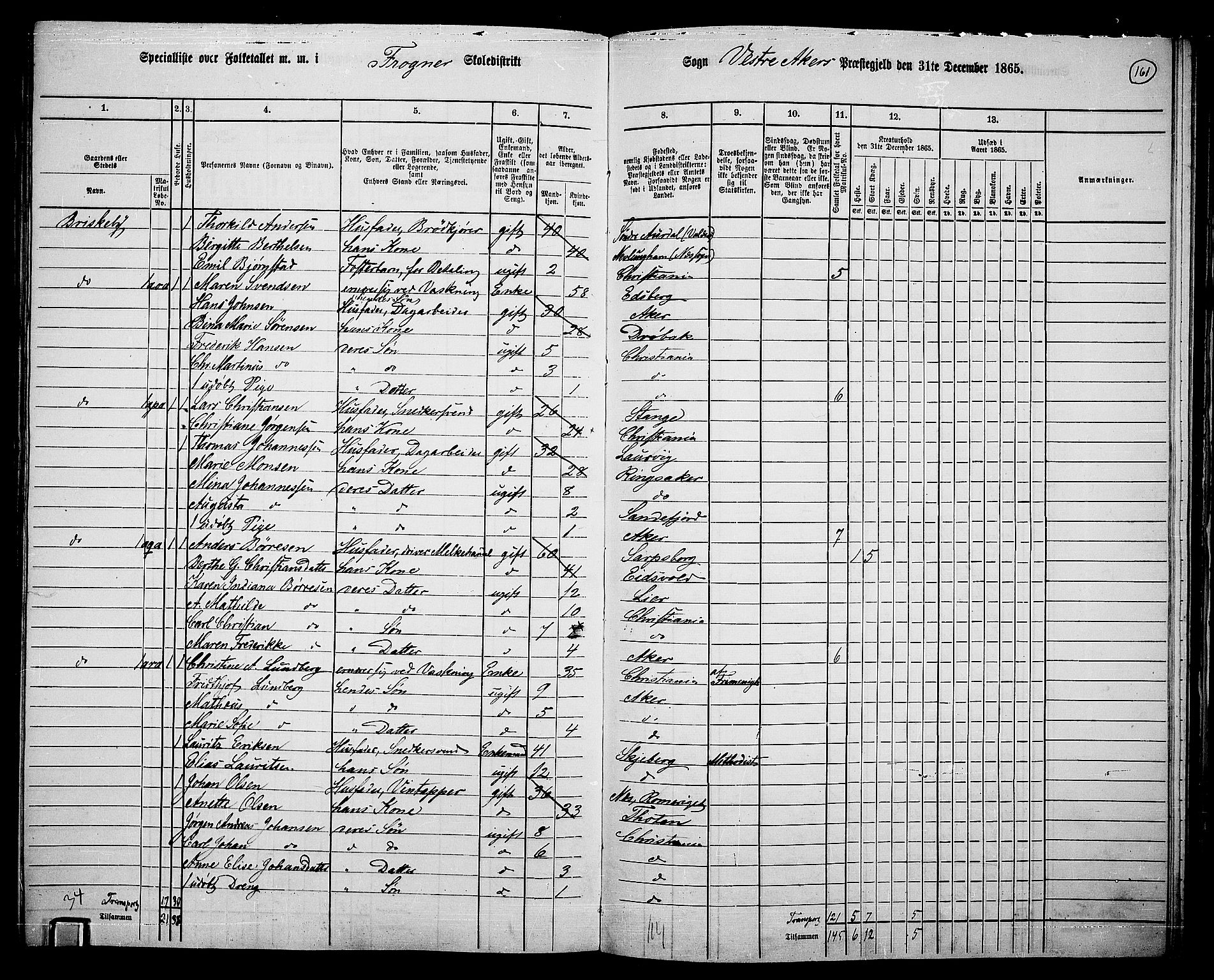 RA, 1865 census for Vestre Aker, 1865, p. 326