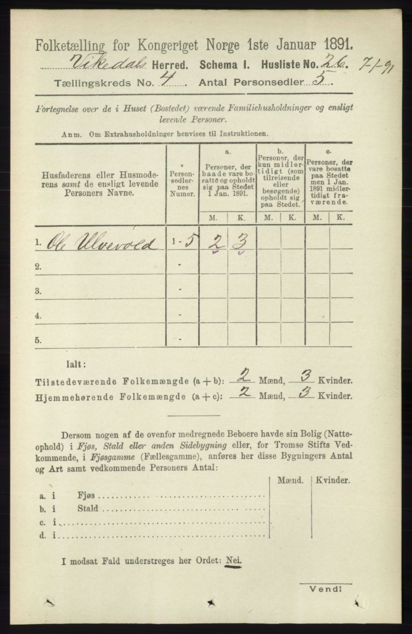 RA, 1891 census for 1157 Vikedal, 1891, p. 923