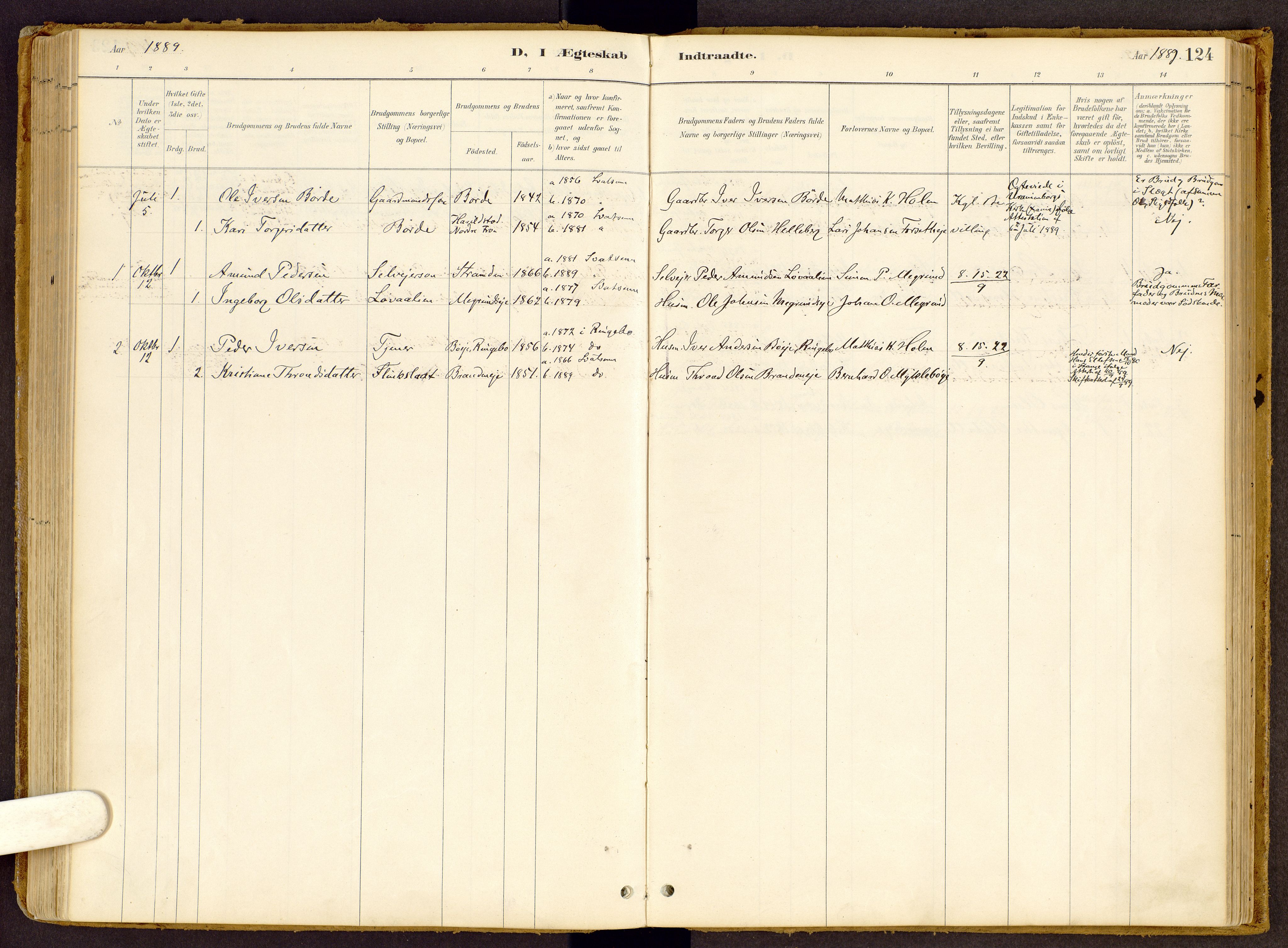 Vestre Gausdal prestekontor, AV/SAH-PREST-094/H/Ha/Haa/L0002: Parish register (official) no. 2, 1887-1918, p. 124