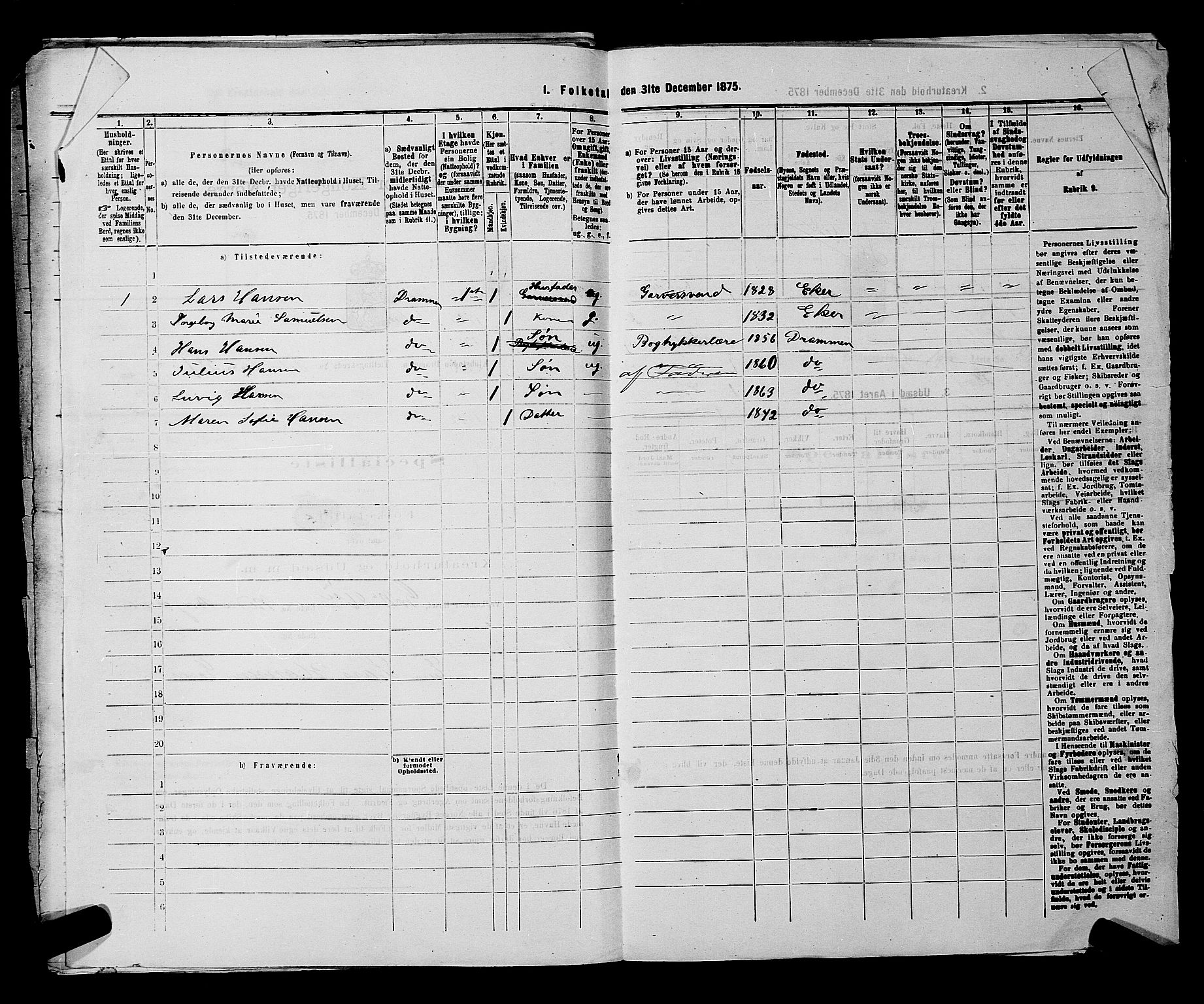 SAKO, 1875 census for 0602 Drammen, 1875, p. 1617
