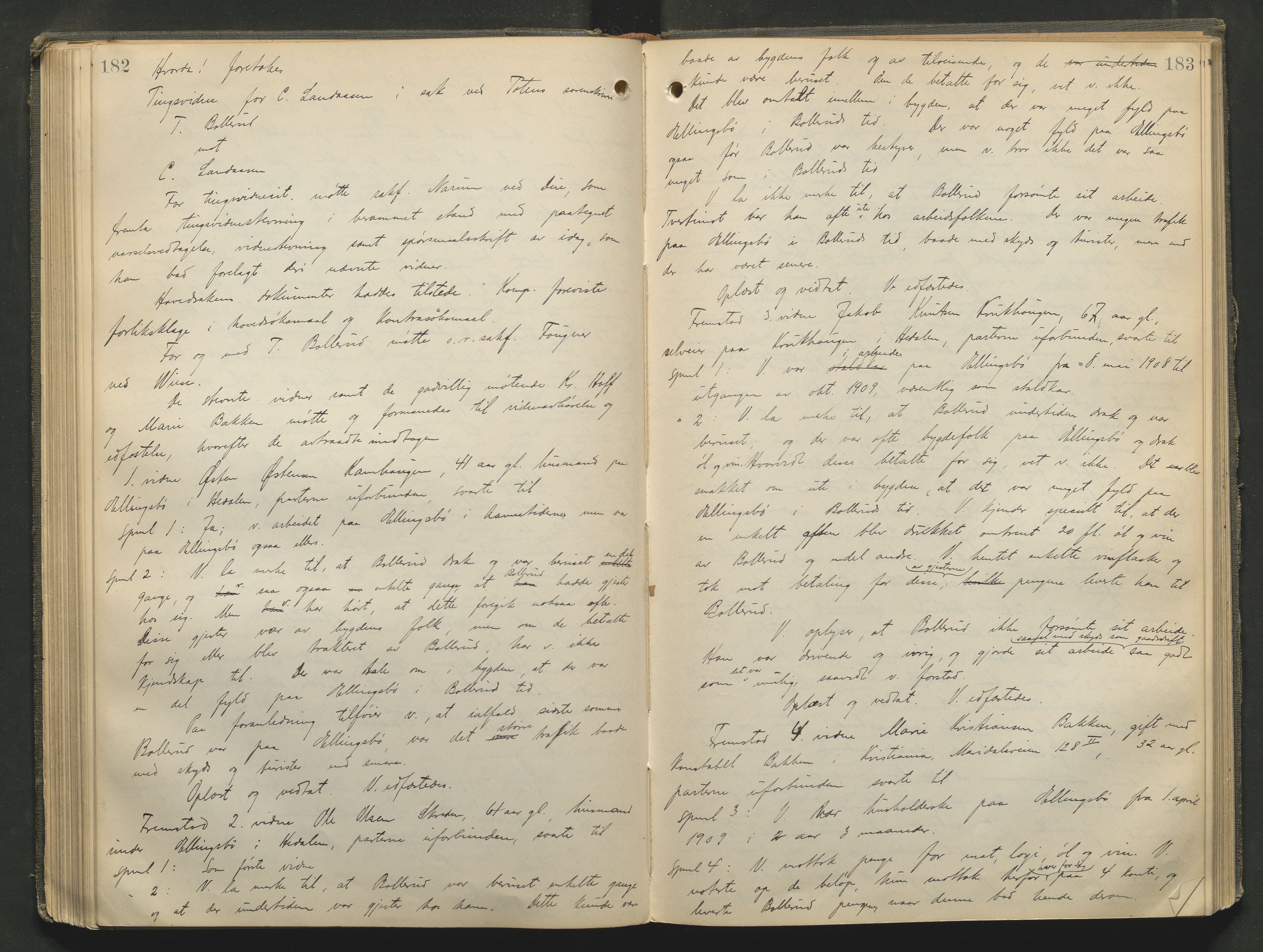 Nord-Gudbrandsdal tingrett, AV/SAH-TING-002/G/Gc/Gcb/L0009: Ekstrarettsprotokoll for åstedssaker, 1910-1913, p. 182-183