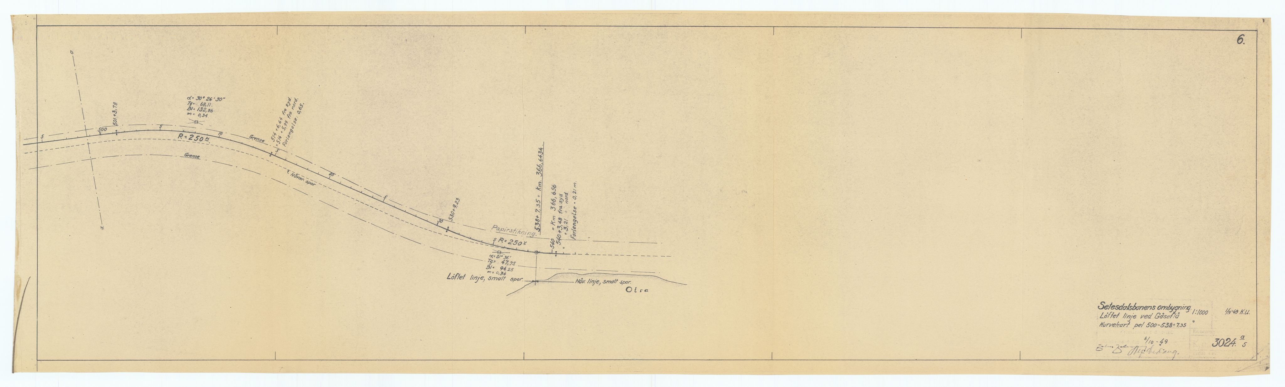 Norges Statsbaner, Baneavdelingen B, AV/RA-S-1619/1/F/Fa/L0216: SETESDALSBANENS OMBYGGING. GÅSEFLÅOMLEGGINGEN., 1949, p. 21