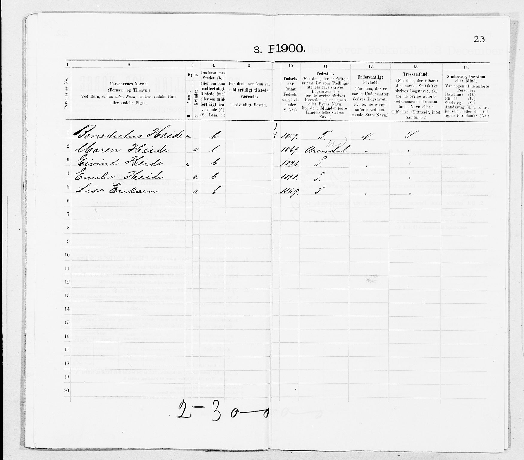 SAT, 1900 census for Kristiansund, 1900, p. 694