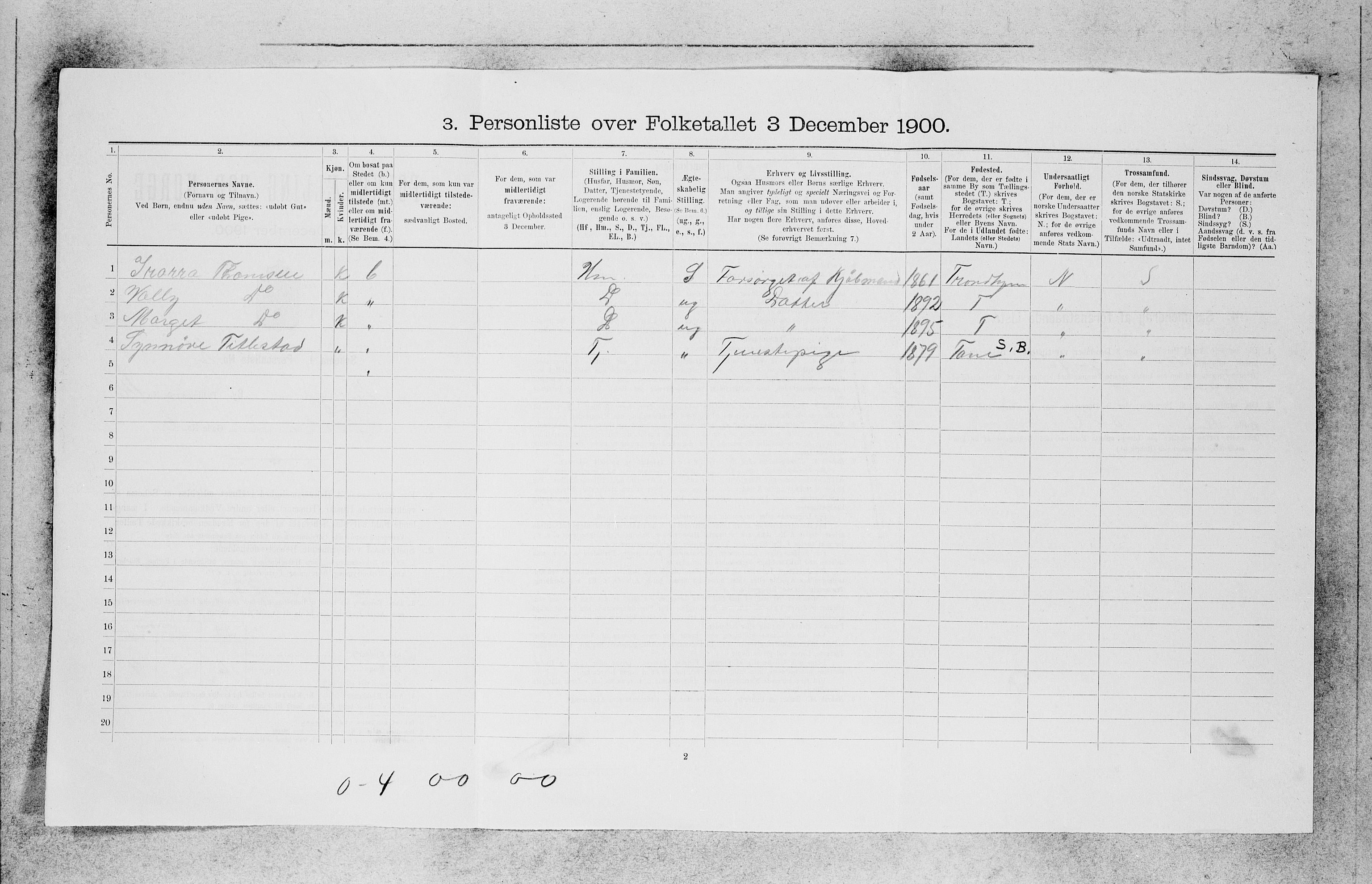 SAB, 1900 census for Bergen, 1900, p. 22818