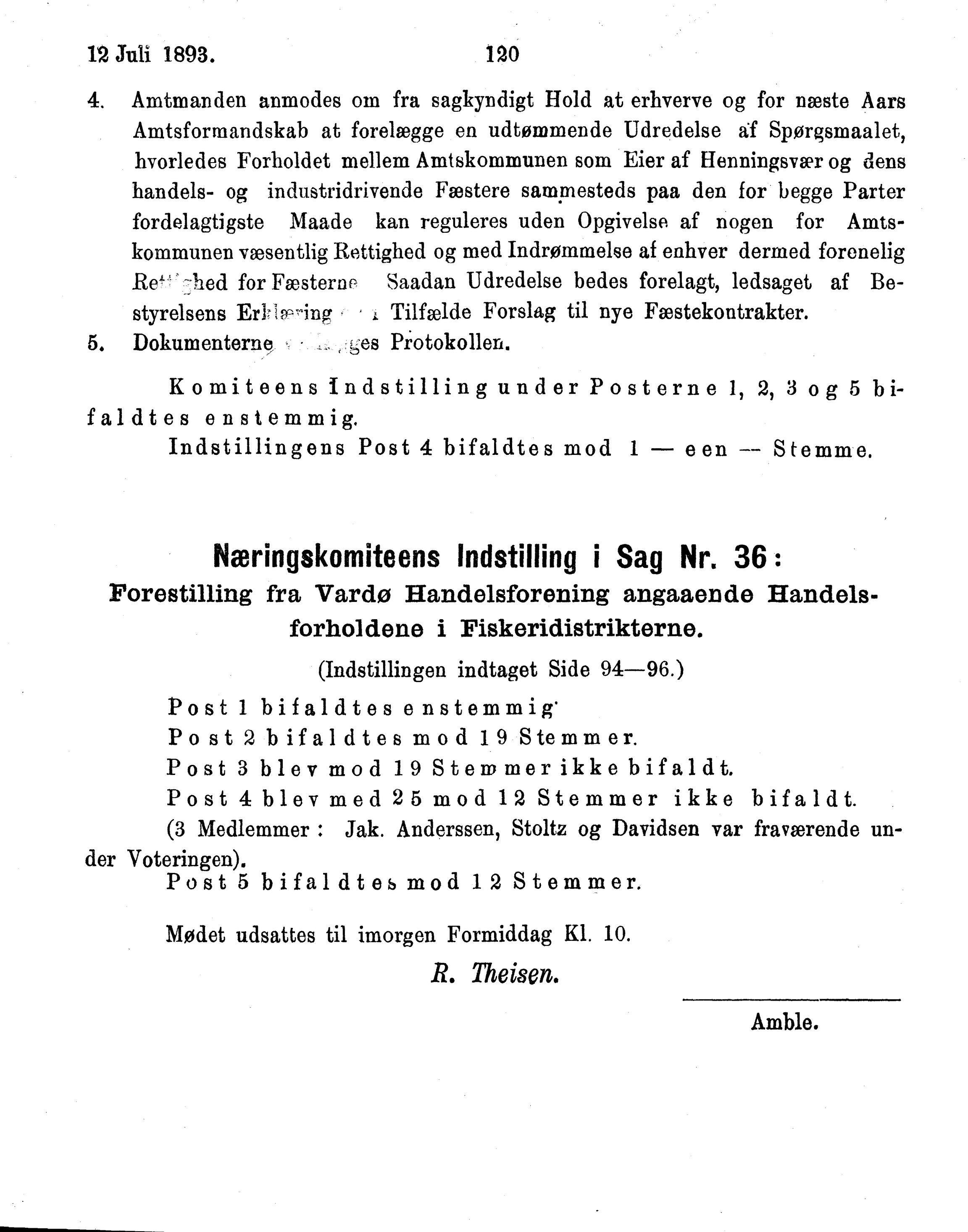 Nordland Fylkeskommune. Fylkestinget, AIN/NFK-17/176/A/Ac/L0016: Fylkestingsforhandlinger 1891-1893, 1891-1893