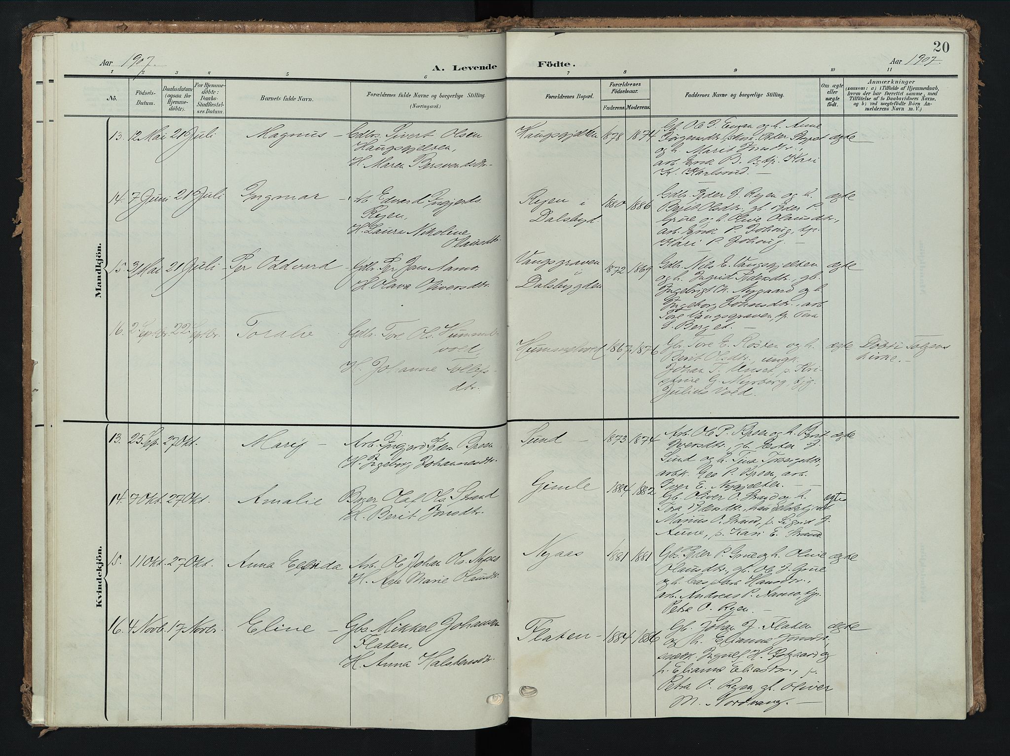 Tolga prestekontor, AV/SAH-PREST-062/K/L0009: Parish register (official) no. 9, 1903-1928, p. 20