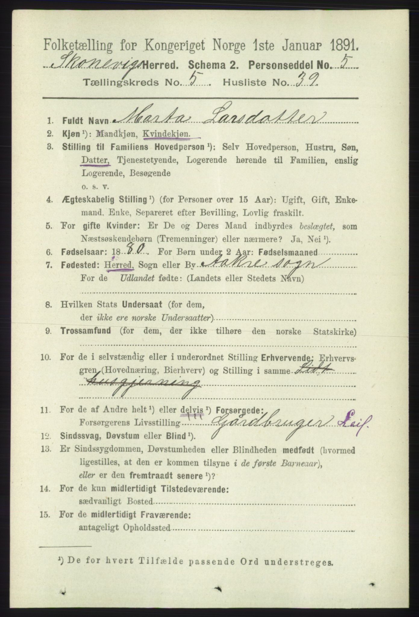 RA, 1891 census for 1212 Skånevik, 1891, p. 1477