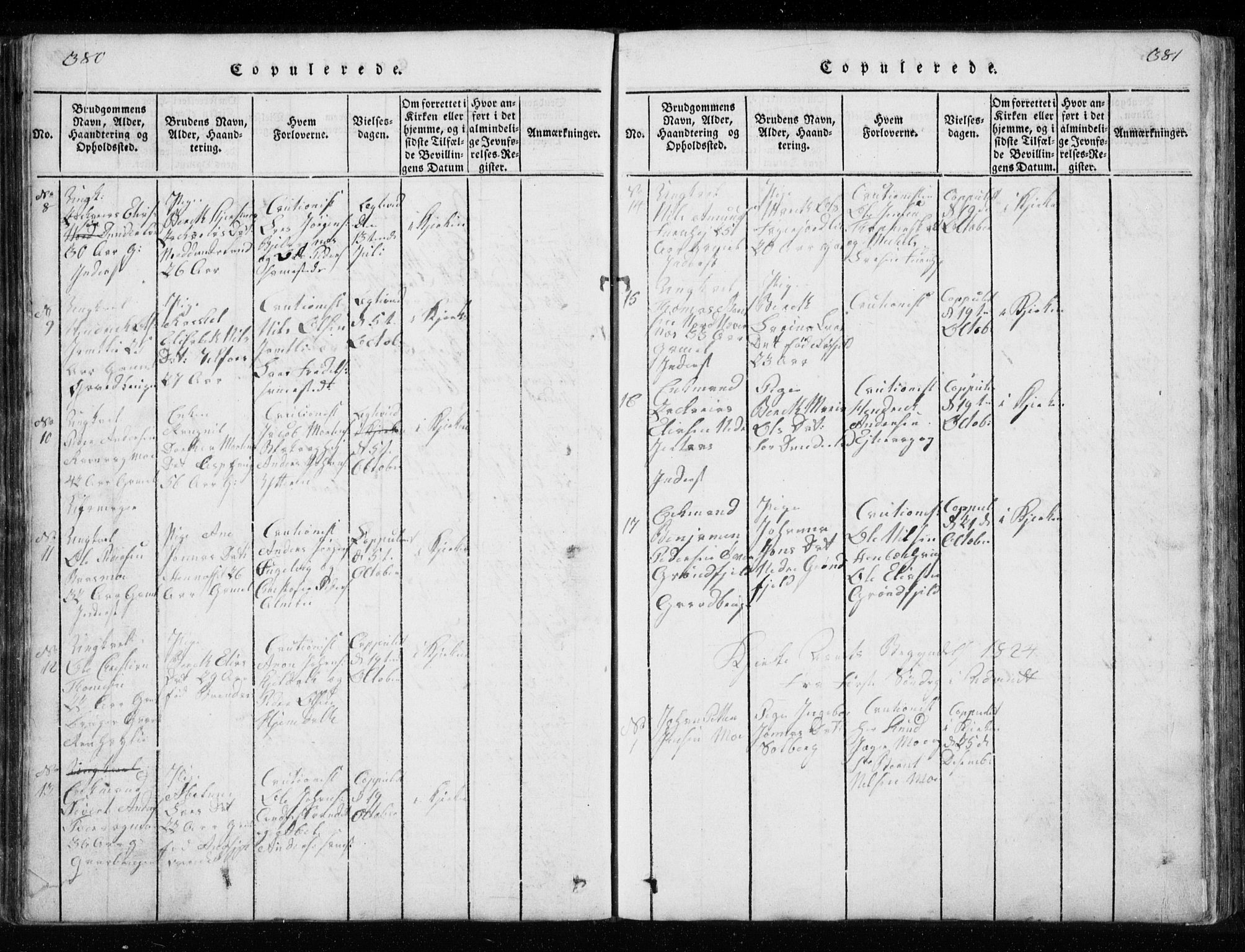 Ministerialprotokoller, klokkerbøker og fødselsregistre - Nordland, SAT/A-1459/827/L0412: Parish register (copy) no. 827C01, 1820-1841, p. 380-381