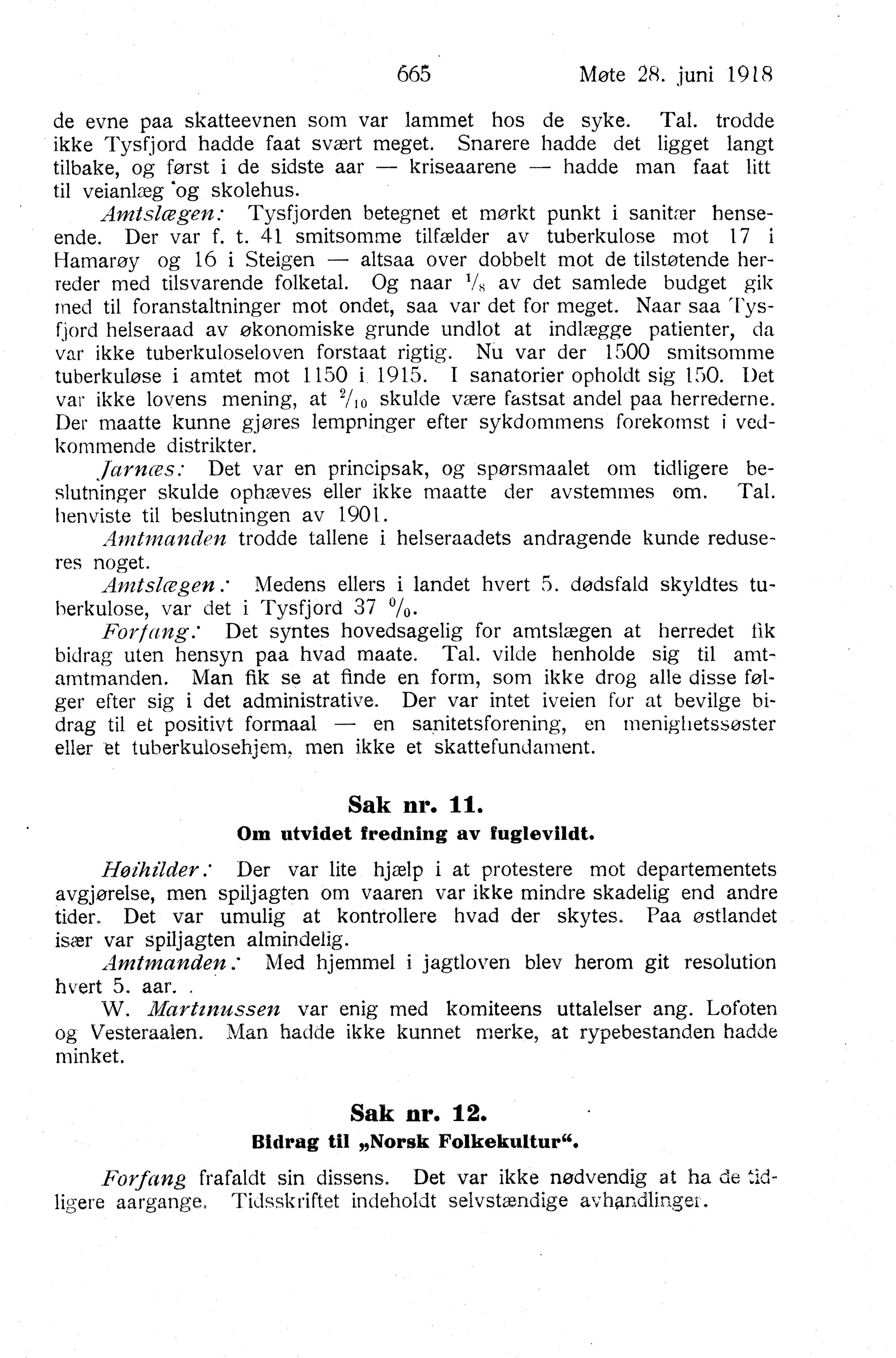 Nordland Fylkeskommune. Fylkestinget, AIN/NFK-17/176/A/Ac/L0041: Fylkestingsforhandlinger 1918, 1918