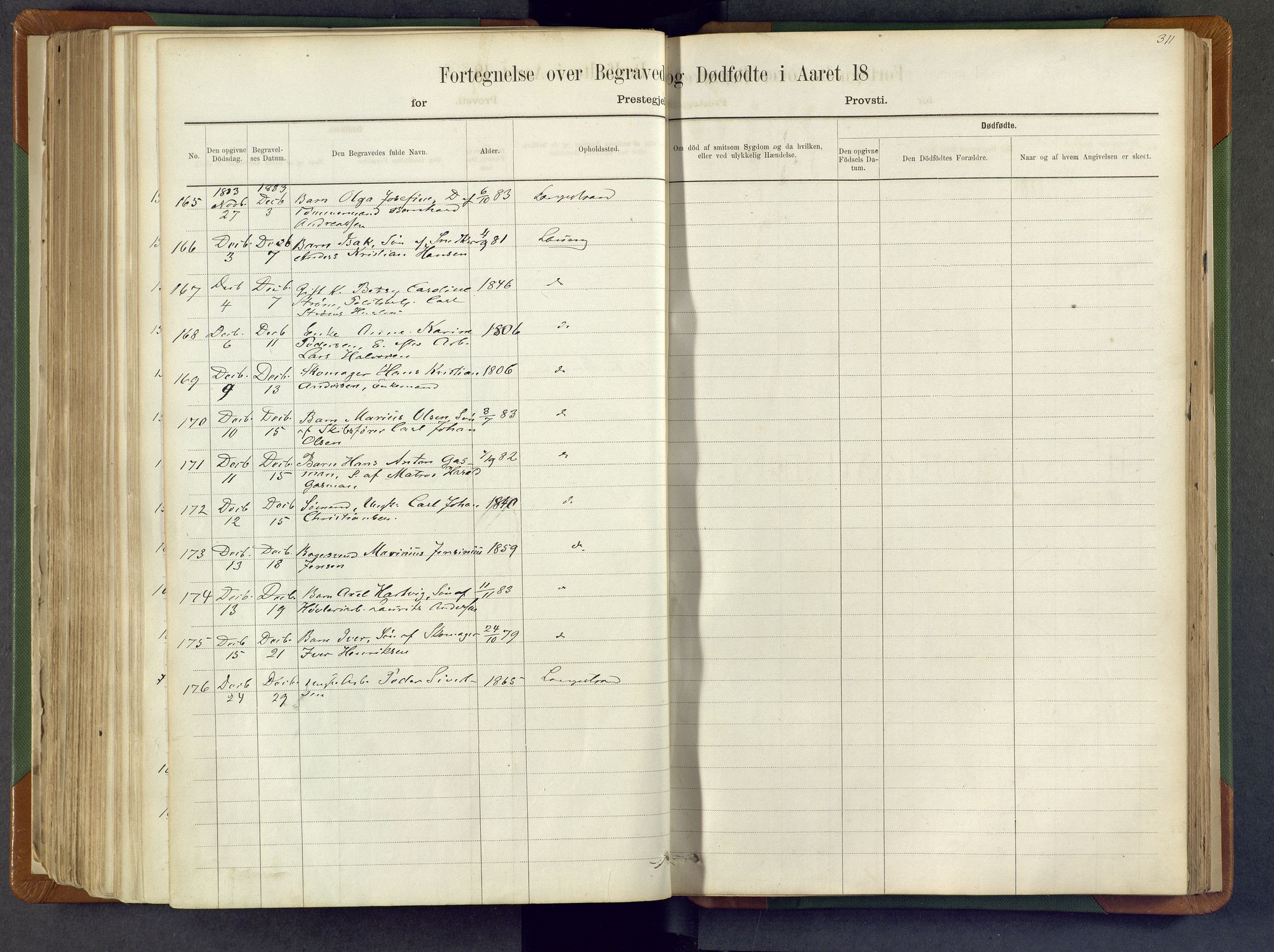 Larvik kirkebøker, AV/SAKO-A-352/F/Fa/L0007: Parish register (official) no. I 7, 1871-1883, p. 311