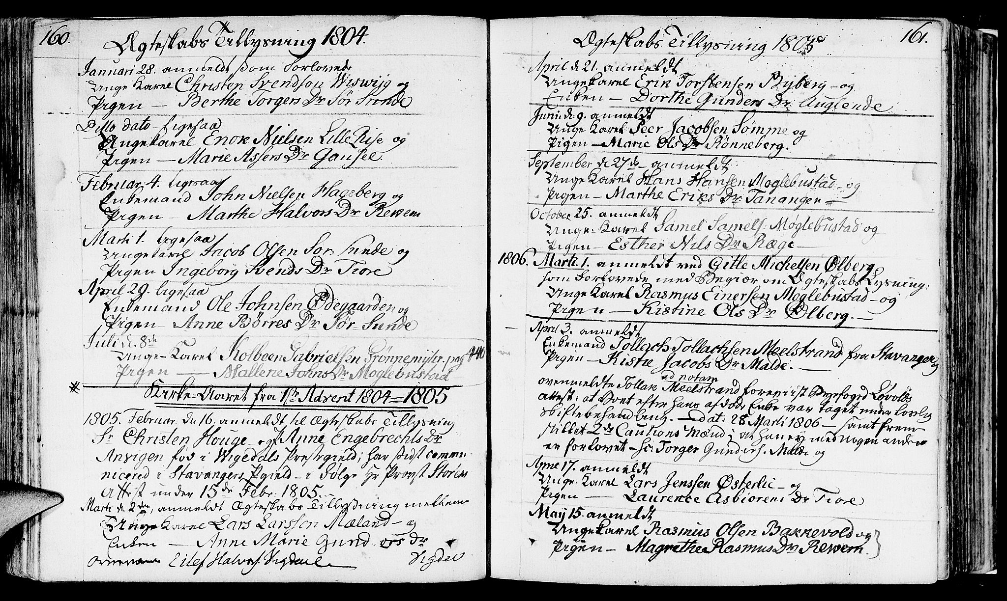 Håland sokneprestkontor, SAST/A-101802/001/30BA/L0003: Parish register (official) no. A 3, 1794-1815, p. 160-161
