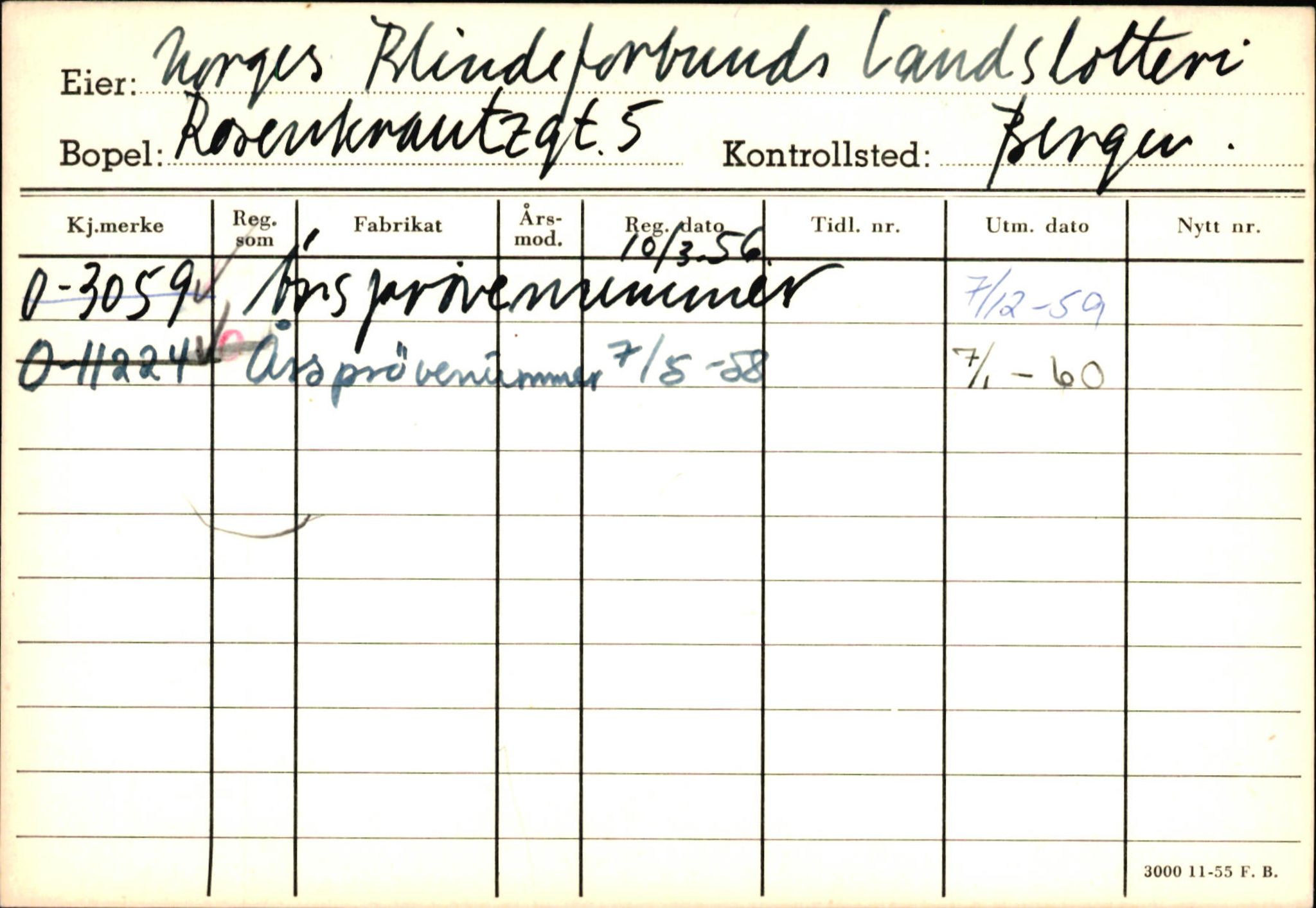 Statens vegvesen, Hordaland vegkontor, AV/SAB-A-5201/2/Hb/L0026: O-eierkort N-O, 1920-1971, p. 2