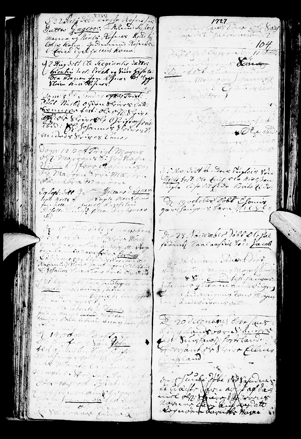 Lindås Sokneprestembete, AV/SAB-A-76701/H/Haa/Haaa/L0001: Parish register (official) no. A 1, 1699-1746, p. 104