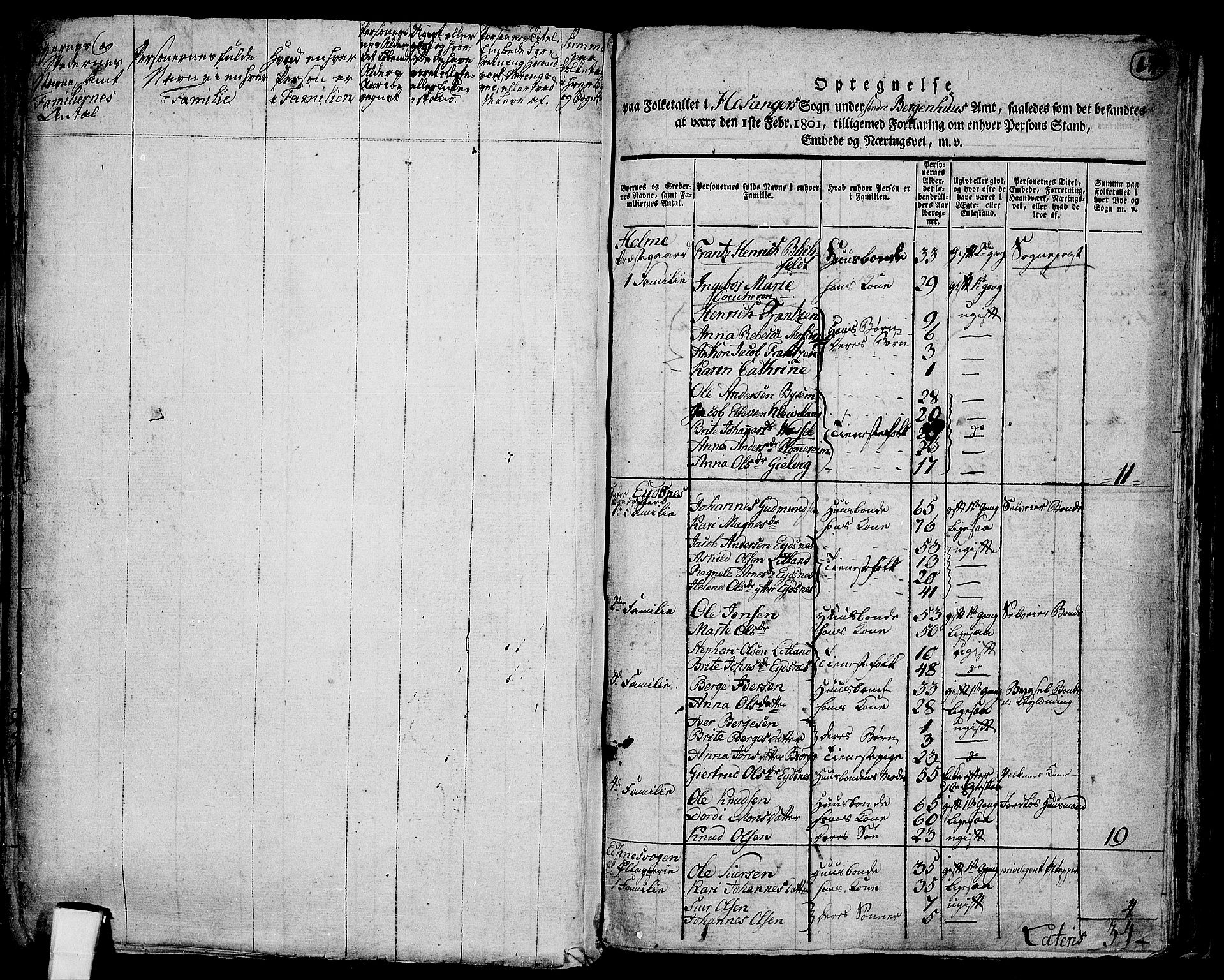 RA, 1801 census for 1253P Hosanger, 1801, p. 671a