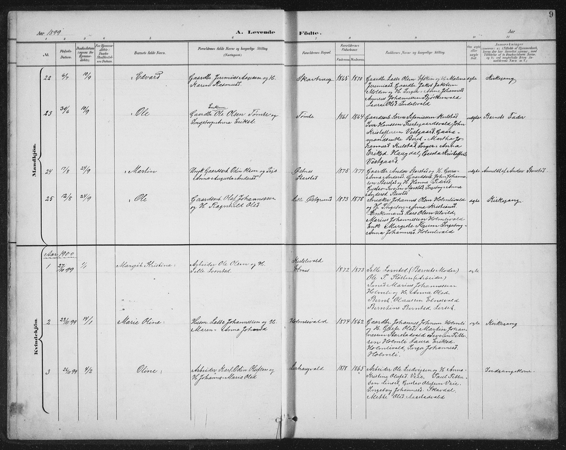 Ministerialprotokoller, klokkerbøker og fødselsregistre - Nord-Trøndelag, SAT/A-1458/724/L0269: Parish register (copy) no. 724C05, 1899-1920, p. 9