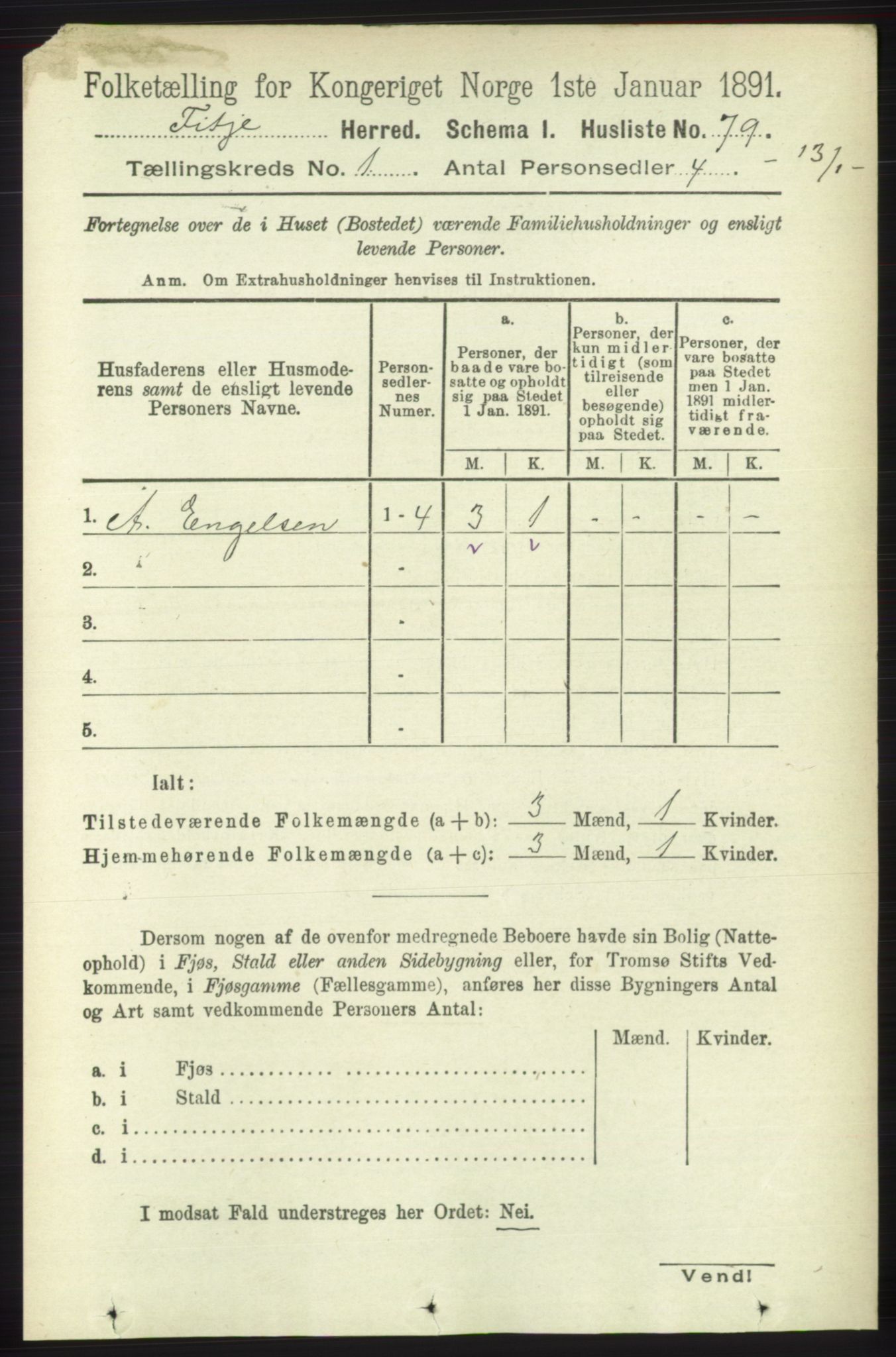 RA, 1891 census for 1222 Fitjar, 1891, p. 98