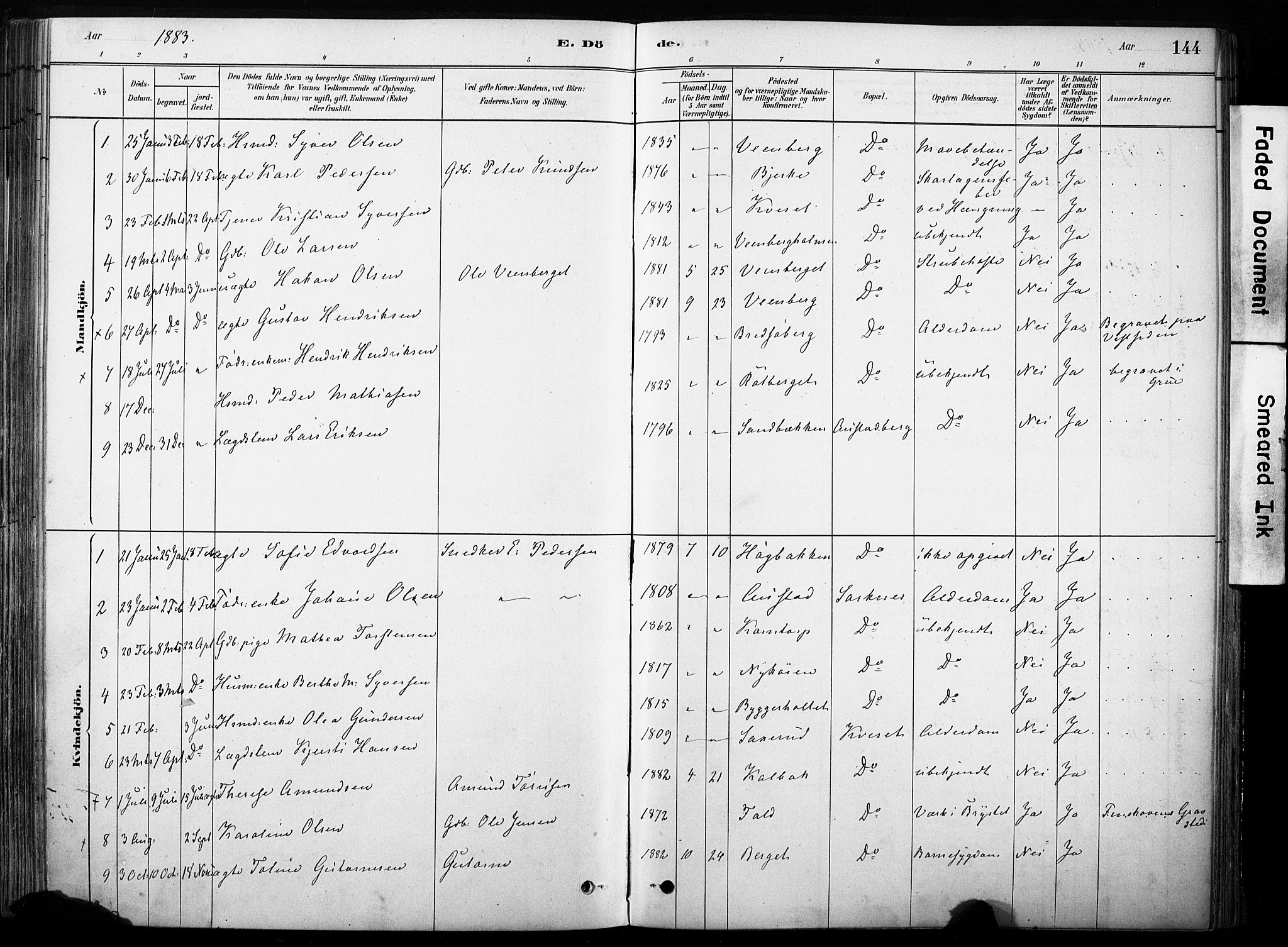 Hof prestekontor, AV/SAH-PREST-038/H/Ha/Haa/L0011: Parish register (official) no. 11, 1879-1911, p. 144