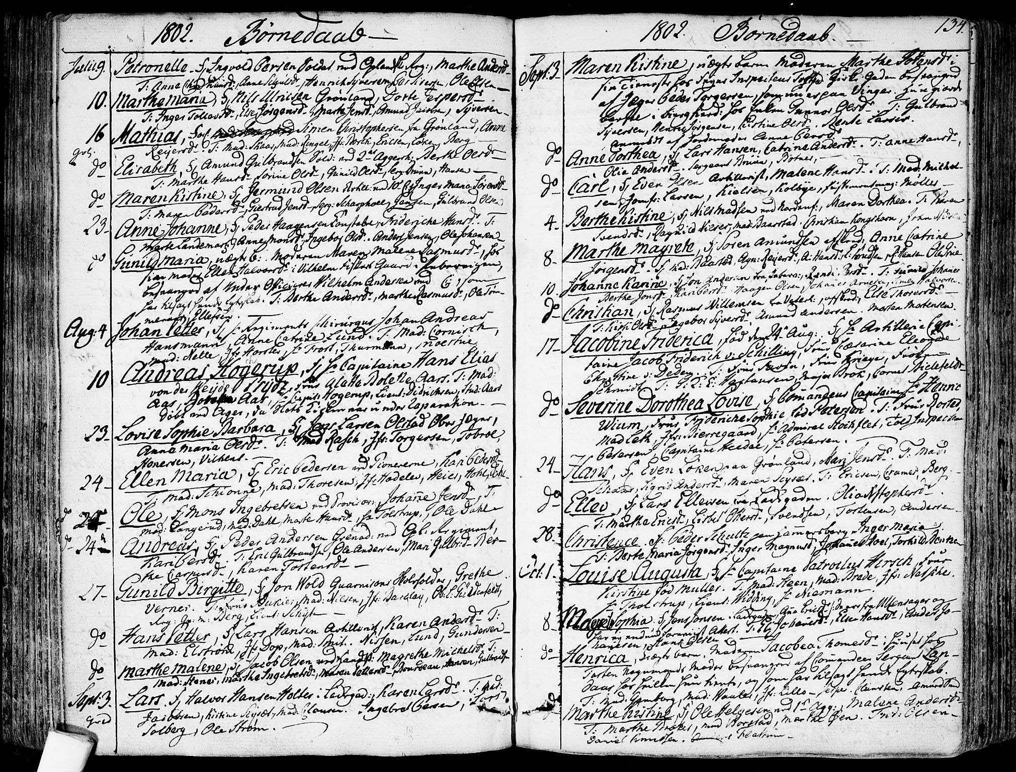 Garnisonsmenigheten Kirkebøker, AV/SAO-A-10846/F/Fa/L0003: Parish register (official) no. 3, 1777-1809, p. 134