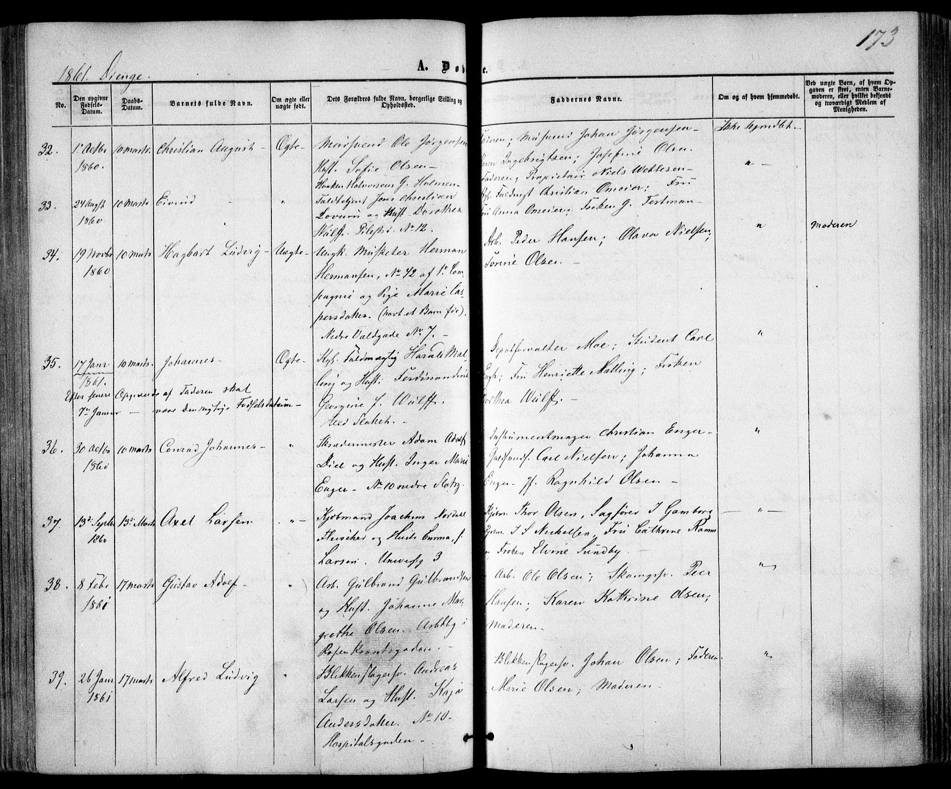 Trefoldighet prestekontor Kirkebøker, AV/SAO-A-10882/F/Fa/L0001: Parish register (official) no. I 1, 1858-1863, p. 173