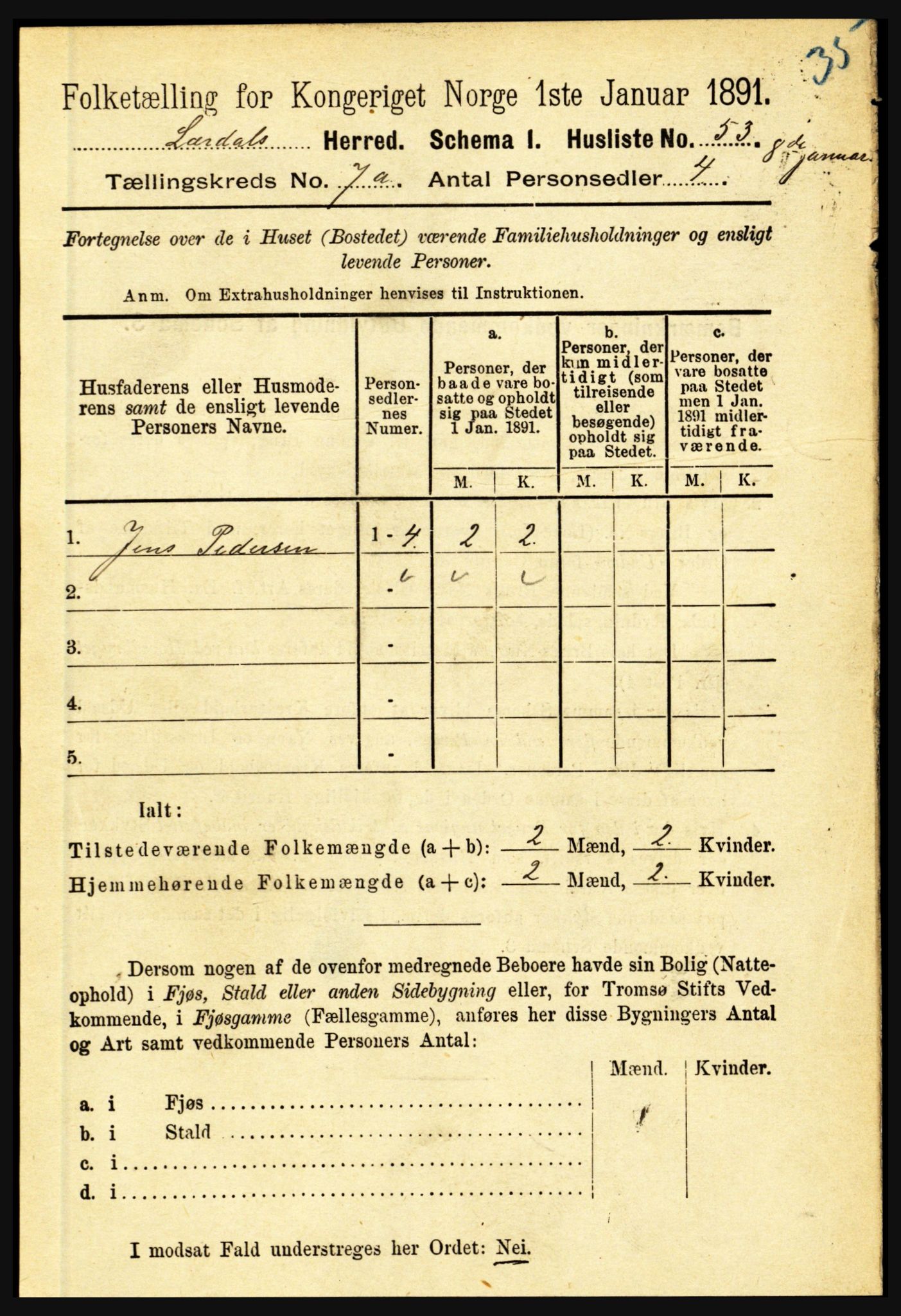 RA, 1891 census for 1422 Lærdal, 1891, p. 801