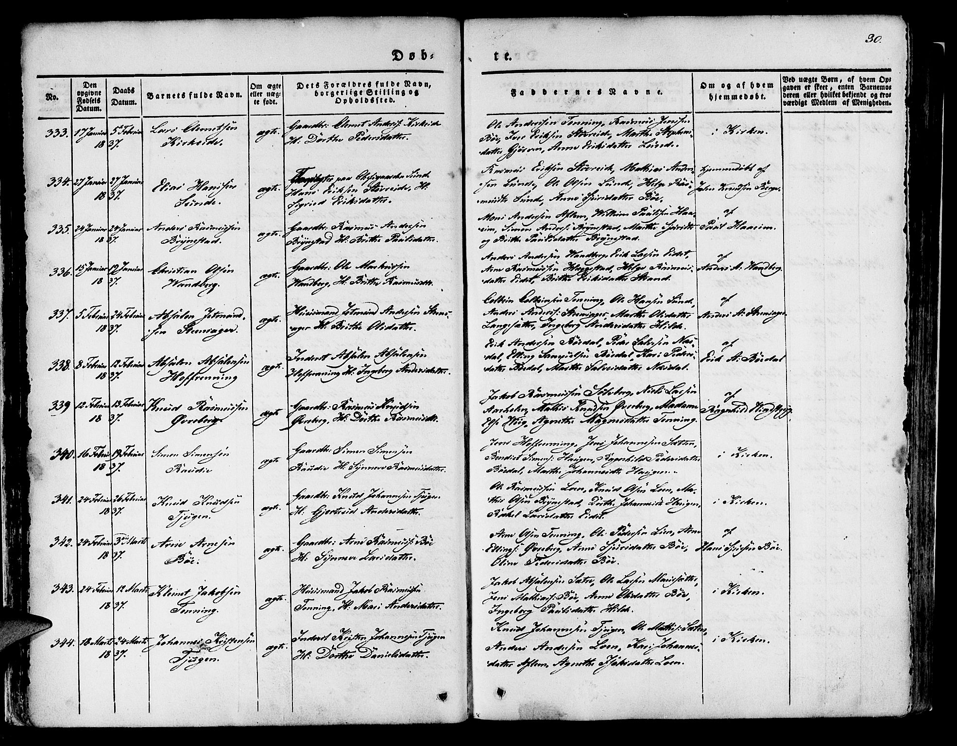 Innvik sokneprestembete, AV/SAB-A-80501: Parish register (official) no. A 4I, 1831-1846, p. 30