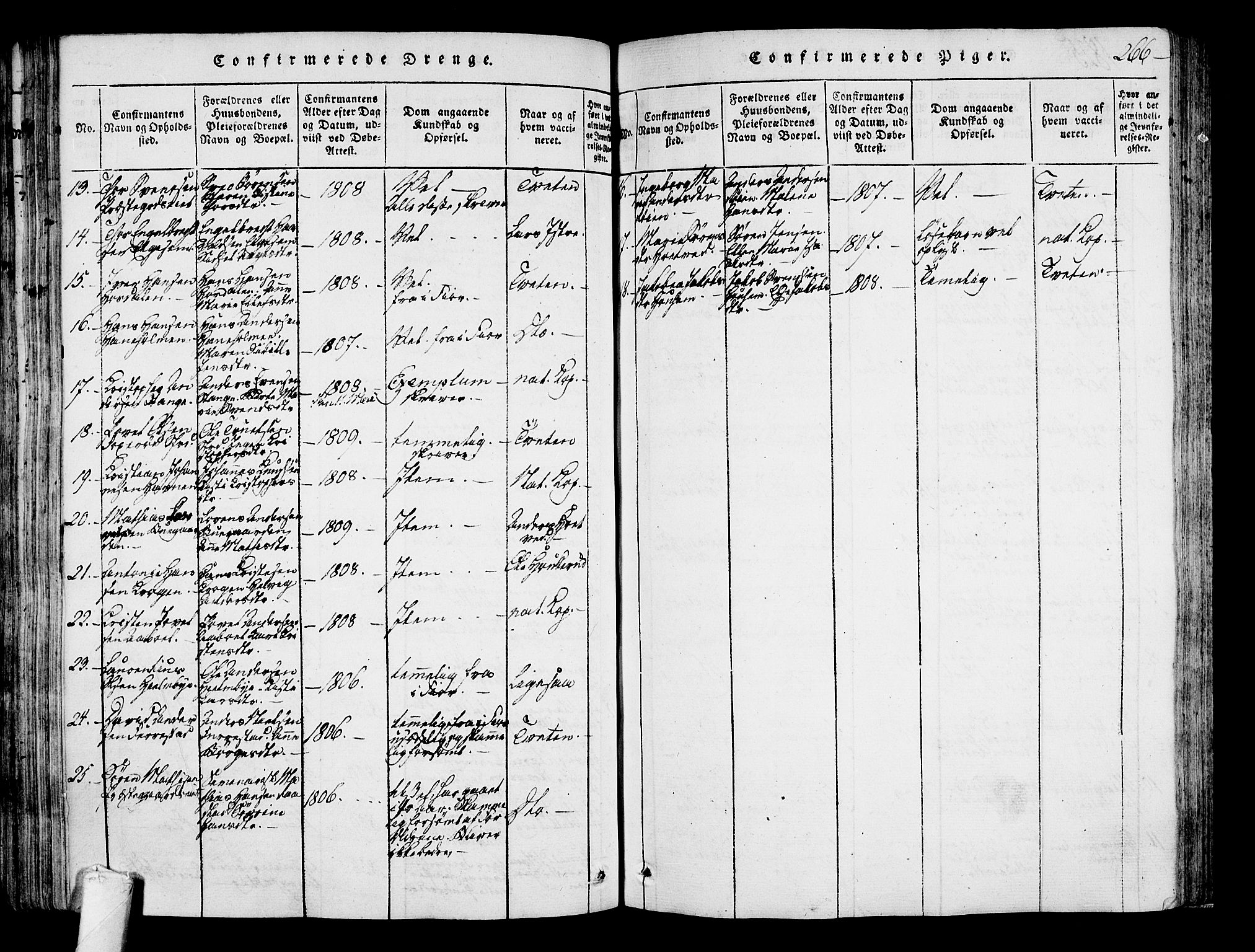 Sandar kirkebøker, AV/SAKO-A-243/F/Fa/L0004: Parish register (official) no. 4, 1814-1832, p. 266