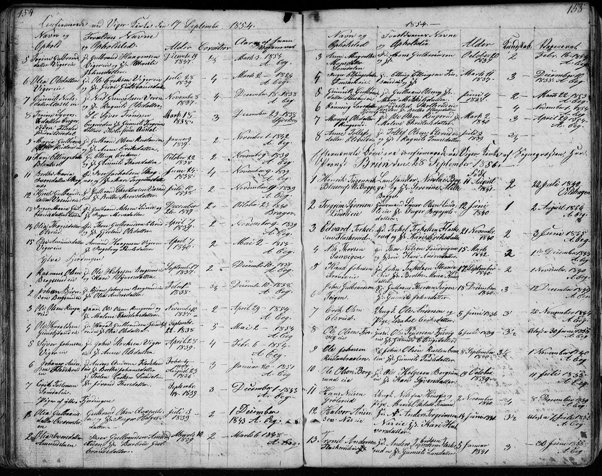 Ådal kirkebøker, SAKO/A-248/G/Ga/L0002: Parish register (copy) no. I 2, 1840-1861, p. 154-155