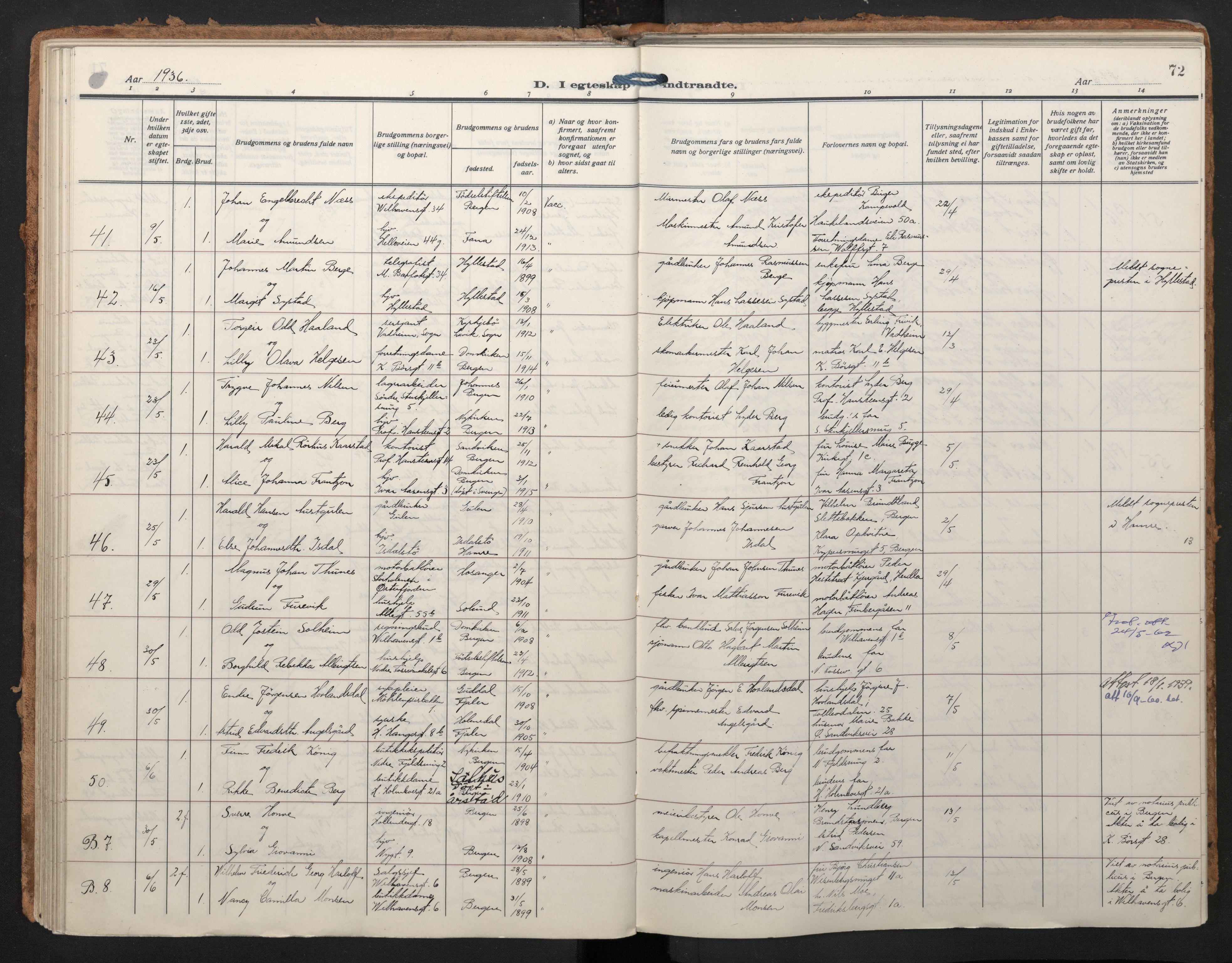 Johanneskirken sokneprestembete, AV/SAB-A-76001/H/Haa/L0014: Parish register (official) no. D 3, 1929-1949, p. 71b-72a