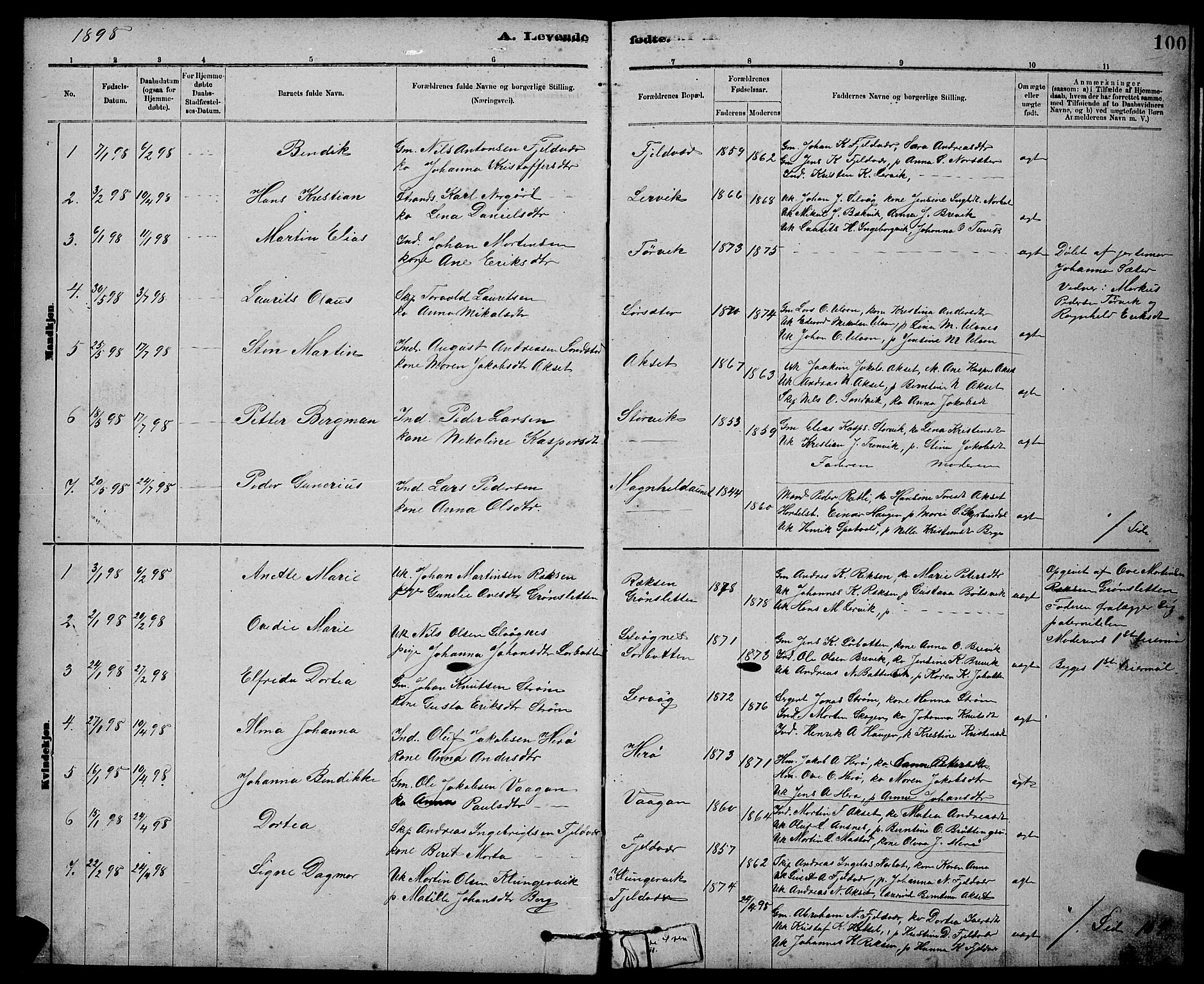 Ministerialprotokoller, klokkerbøker og fødselsregistre - Sør-Trøndelag, SAT/A-1456/637/L0562: Parish register (copy) no. 637C03, 1883-1898, p. 100