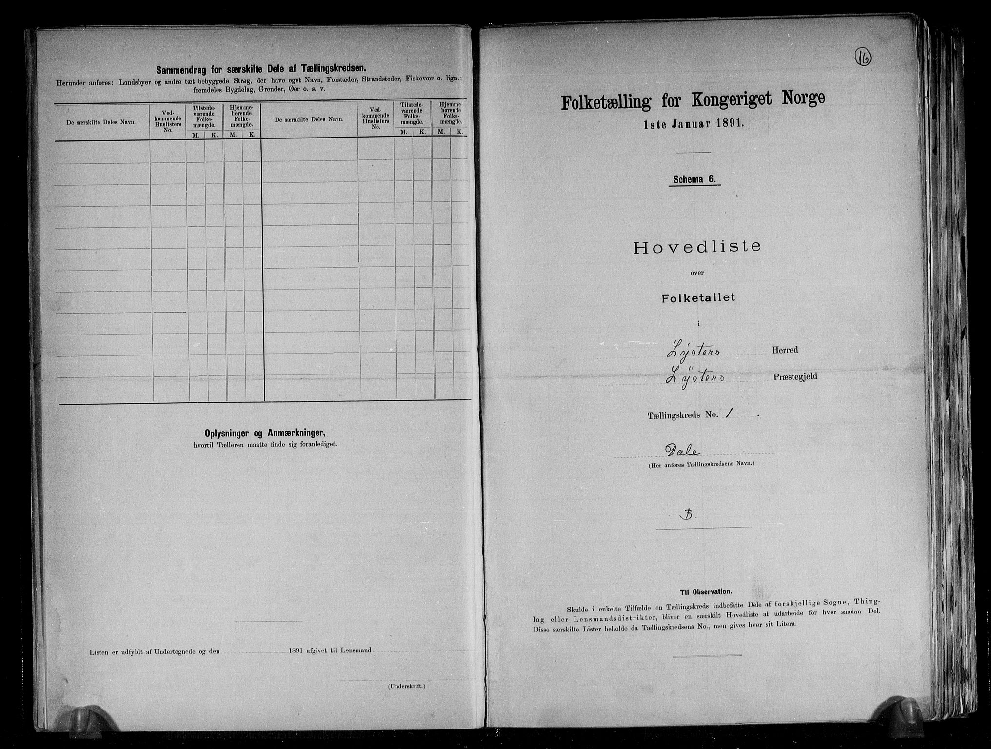 RA, 1891 census for 1426 Luster, 1891, p. 6