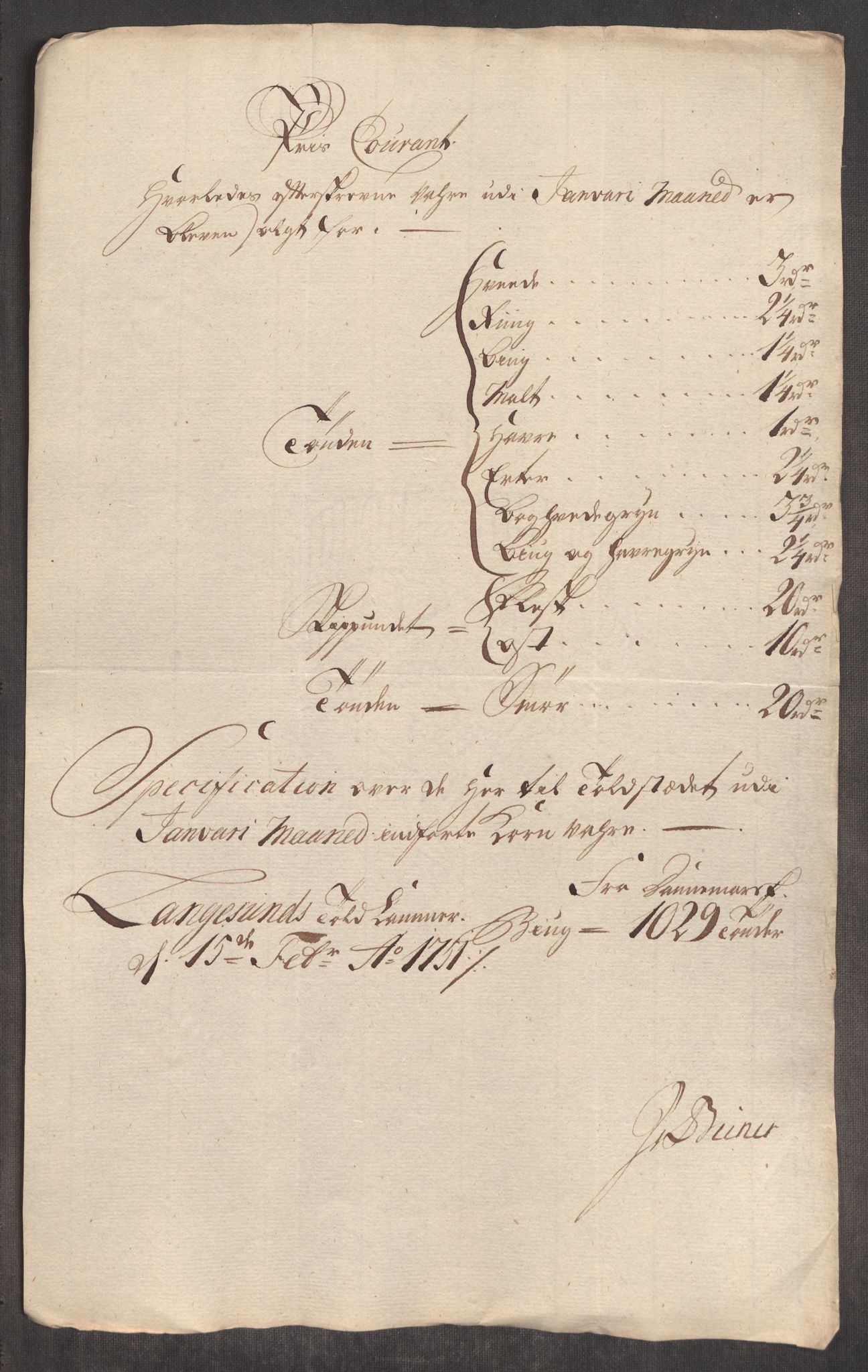 Rentekammeret inntil 1814, Realistisk ordnet avdeling, RA/EA-4070/Oe/L0004: [Ø1]: Priskuranter, 1749-1752, p. 626