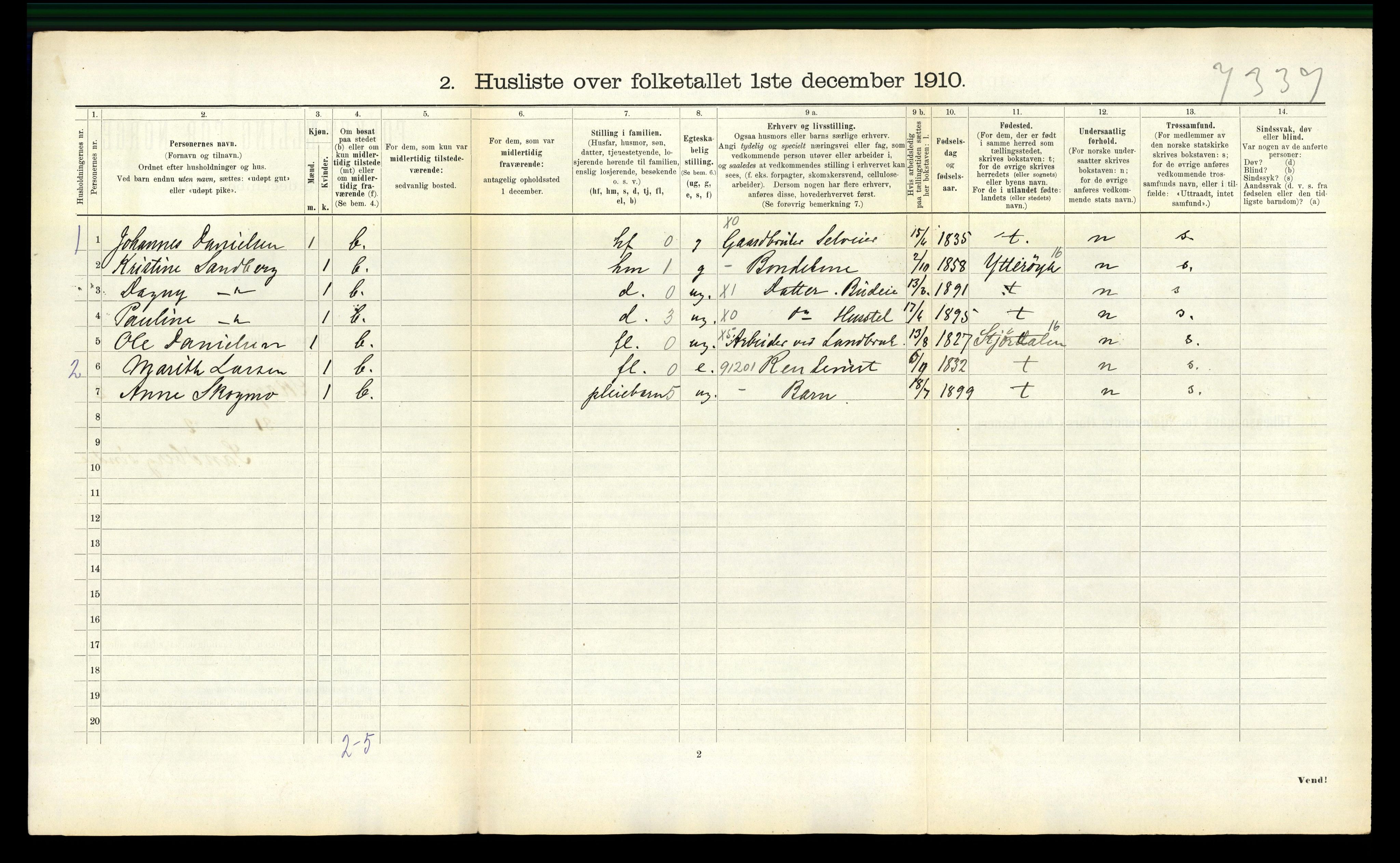 RA, 1910 census for Skogn, 1910, p. 323