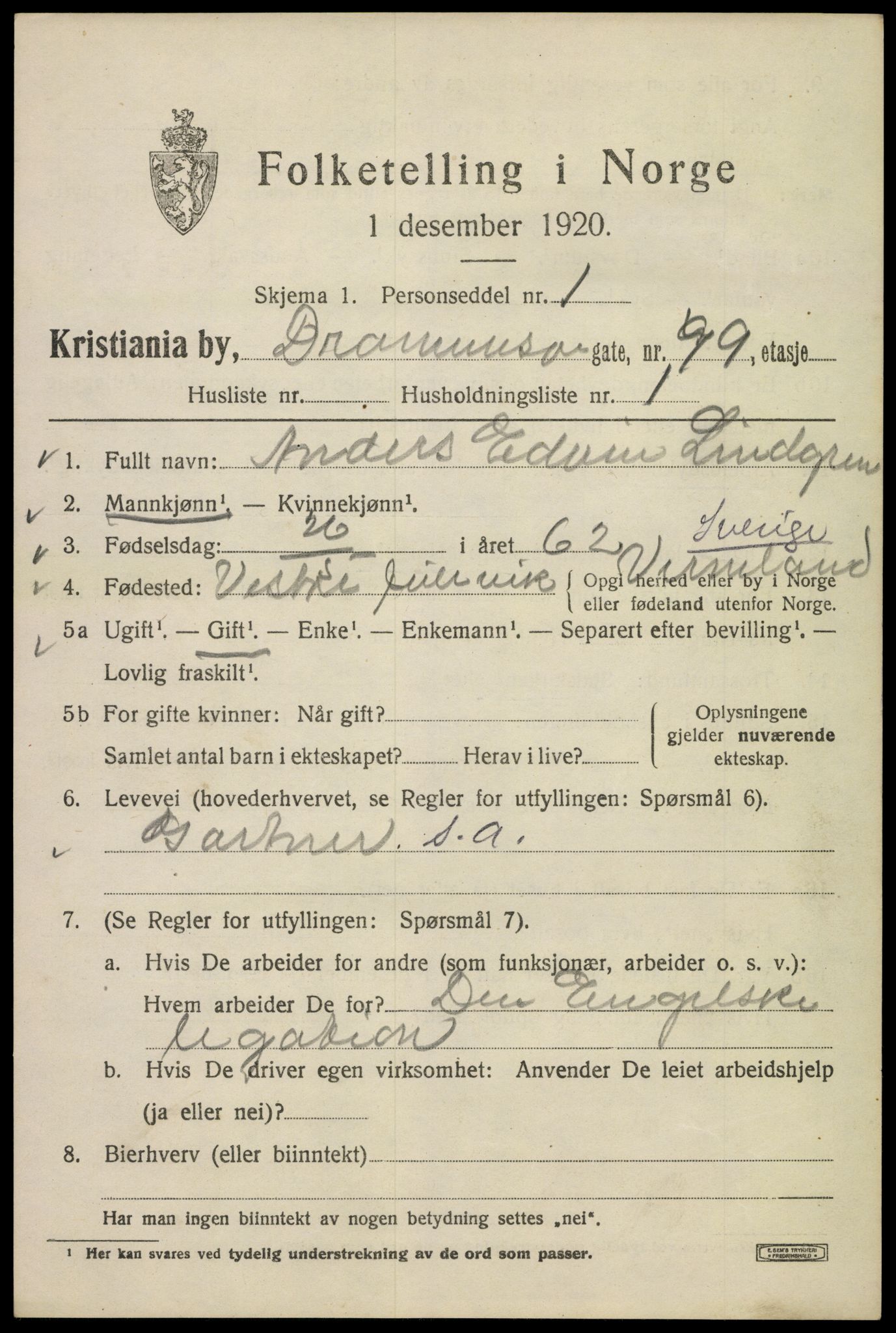 SAO, 1920 census for Kristiania, 1920, p. 202497