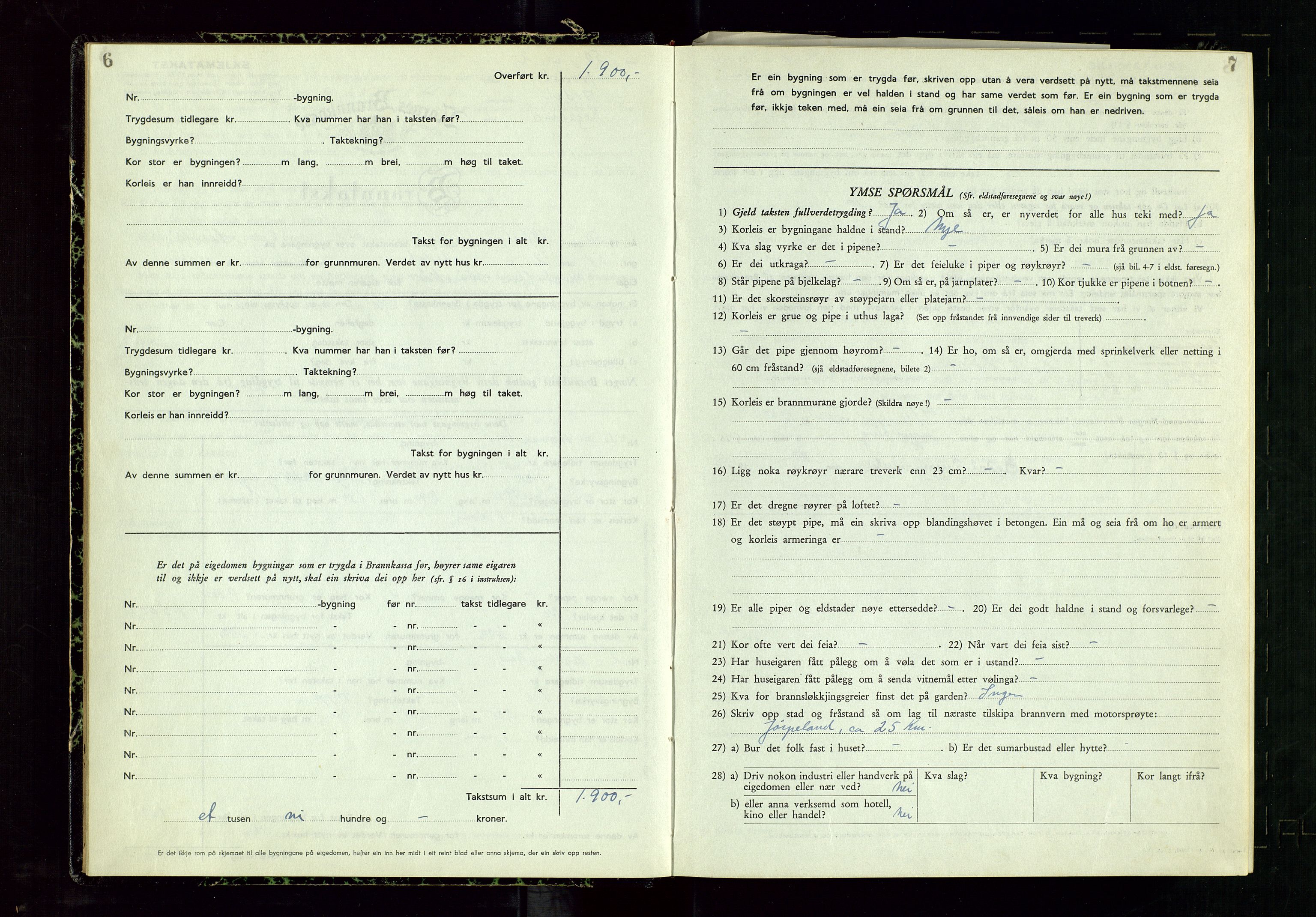 Årdal lensmannskontor, AV/SAST-A-100453/Gob/L0002: "Brandtaxationsprotokol", 1950-1955, p. 6-7