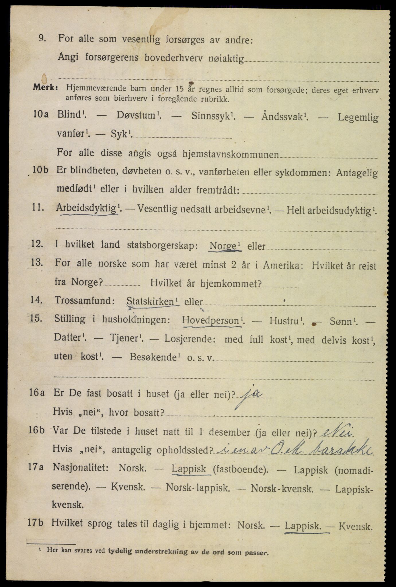 SAT, 1920 census for Evenes, 1920, p. 5451