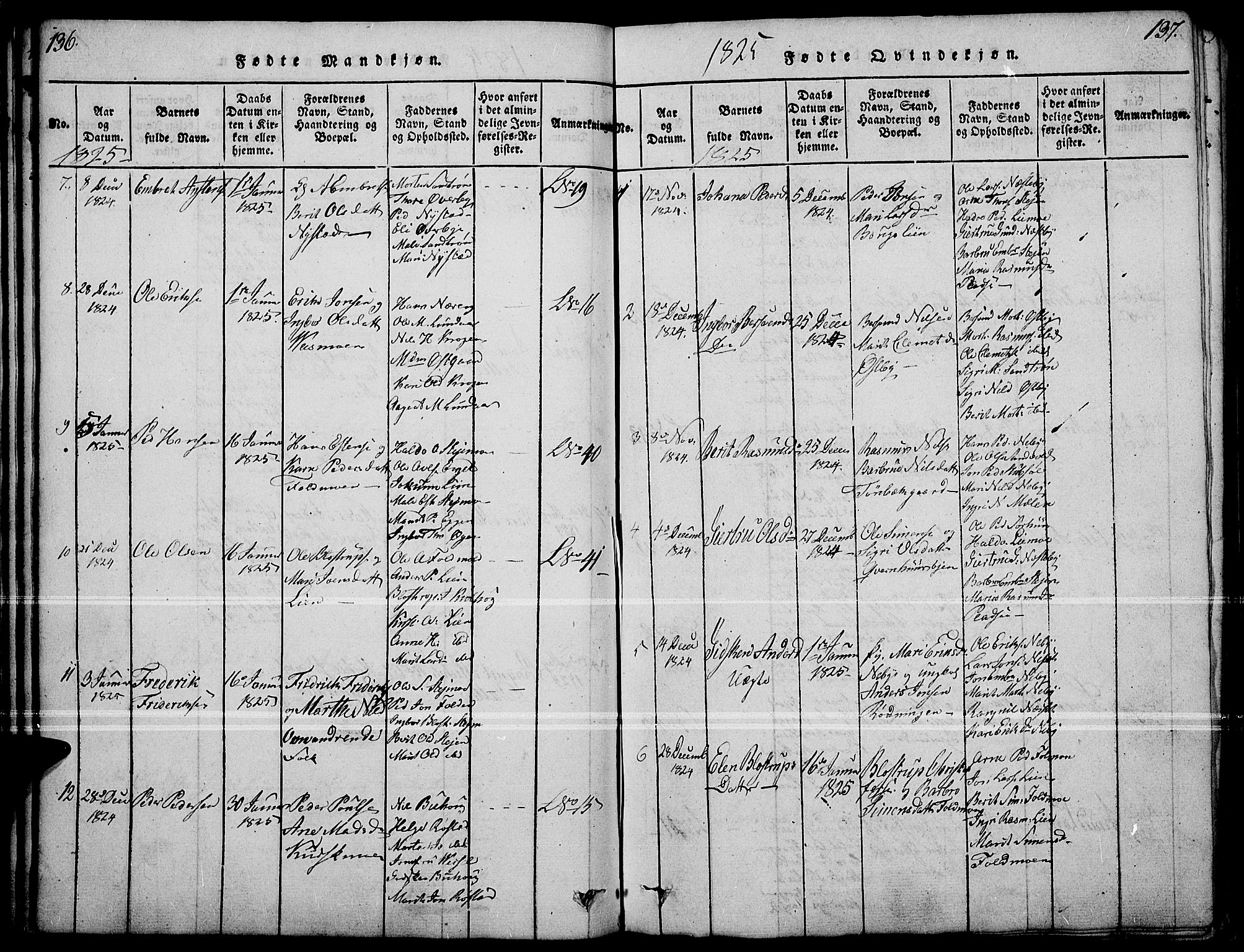 Tynset prestekontor, SAH/PREST-058/H/Ha/Haa/L0018: Parish register (official) no. 18, 1815-1829, p. 136-137