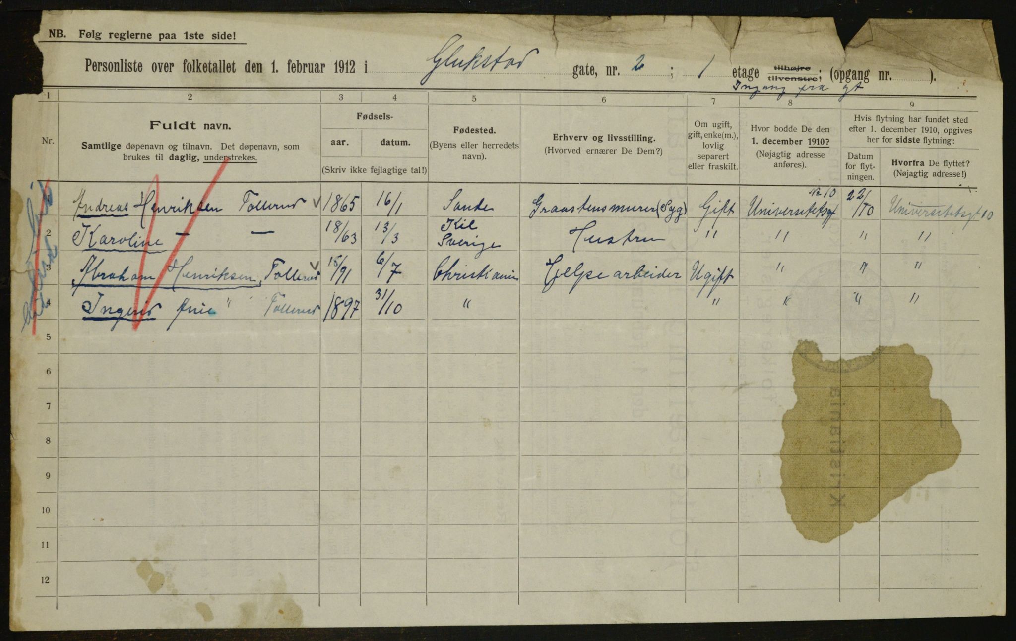 OBA, Municipal Census 1912 for Kristiania, 1912, p. 29183