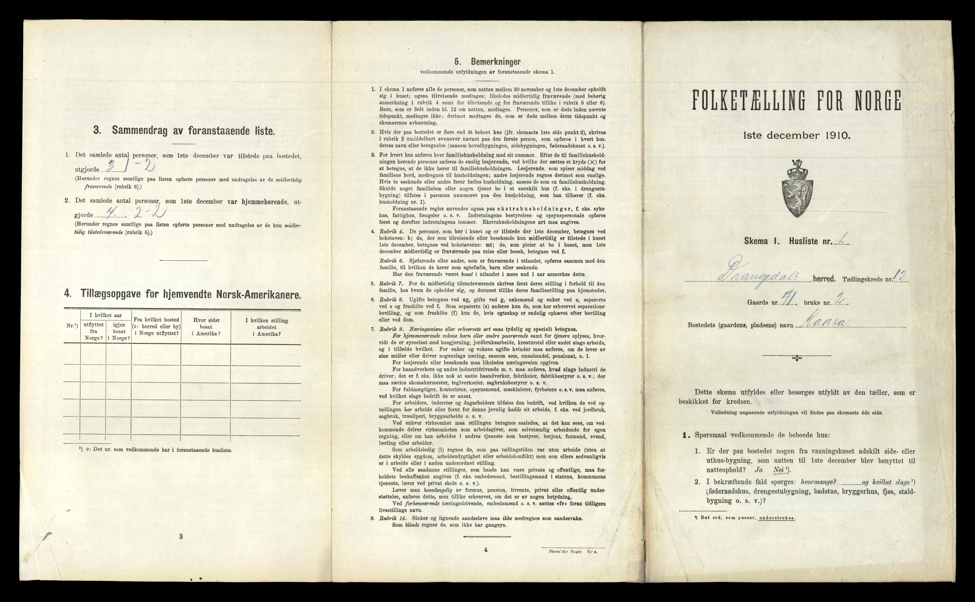 RA, 1910 census for Drangedal, 1910, p. 1001