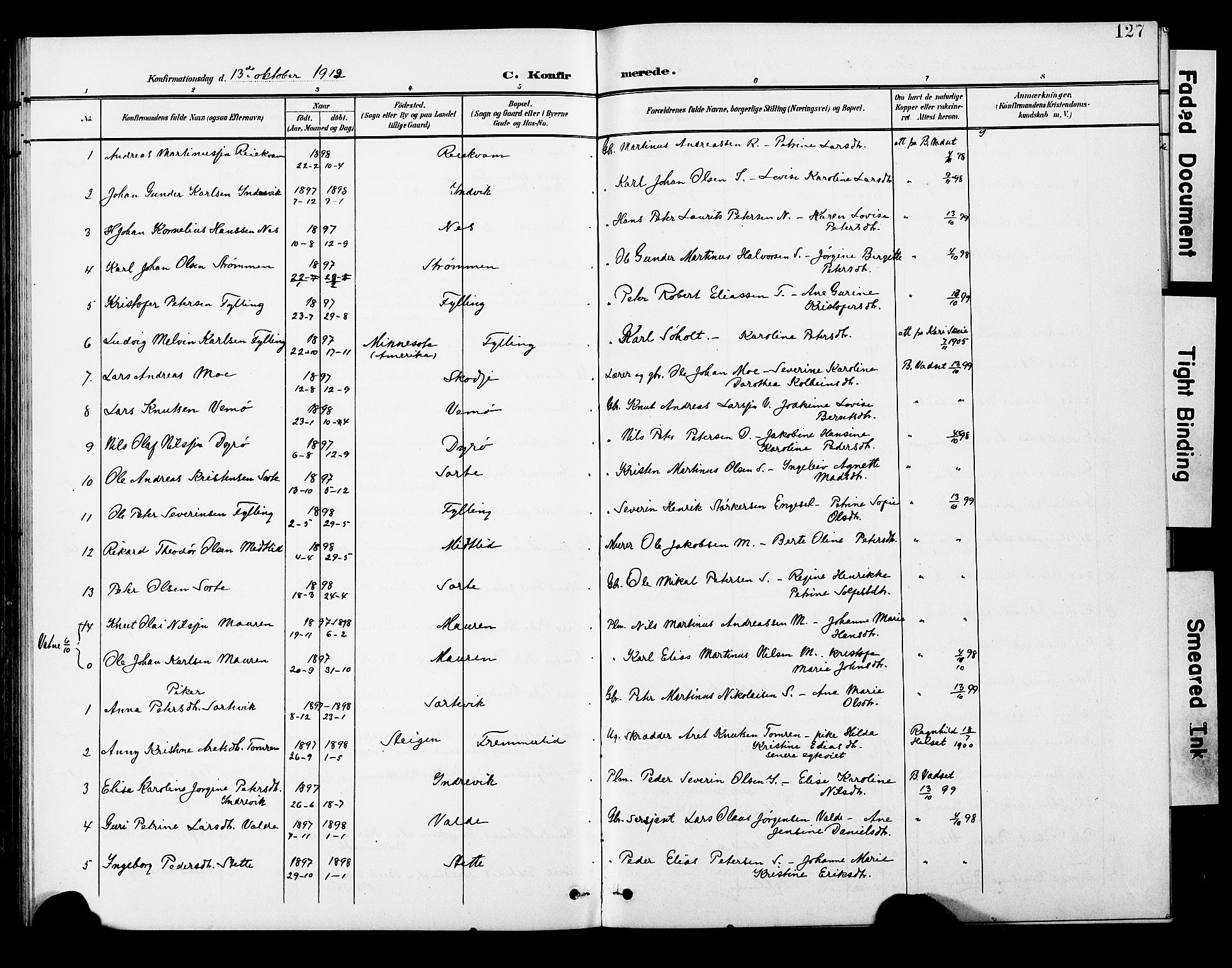 Ministerialprotokoller, klokkerbøker og fødselsregistre - Møre og Romsdal, SAT/A-1454/524/L0366: Parish register (copy) no. 524C07, 1900-1931, p. 127