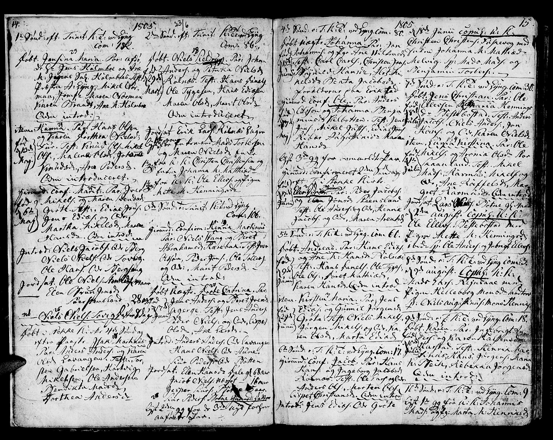 Trondenes sokneprestkontor, SATØ/S-1319/H/Ha/L0005kirke: Parish register (official) no. 5, 1804-1820, p. 14-15