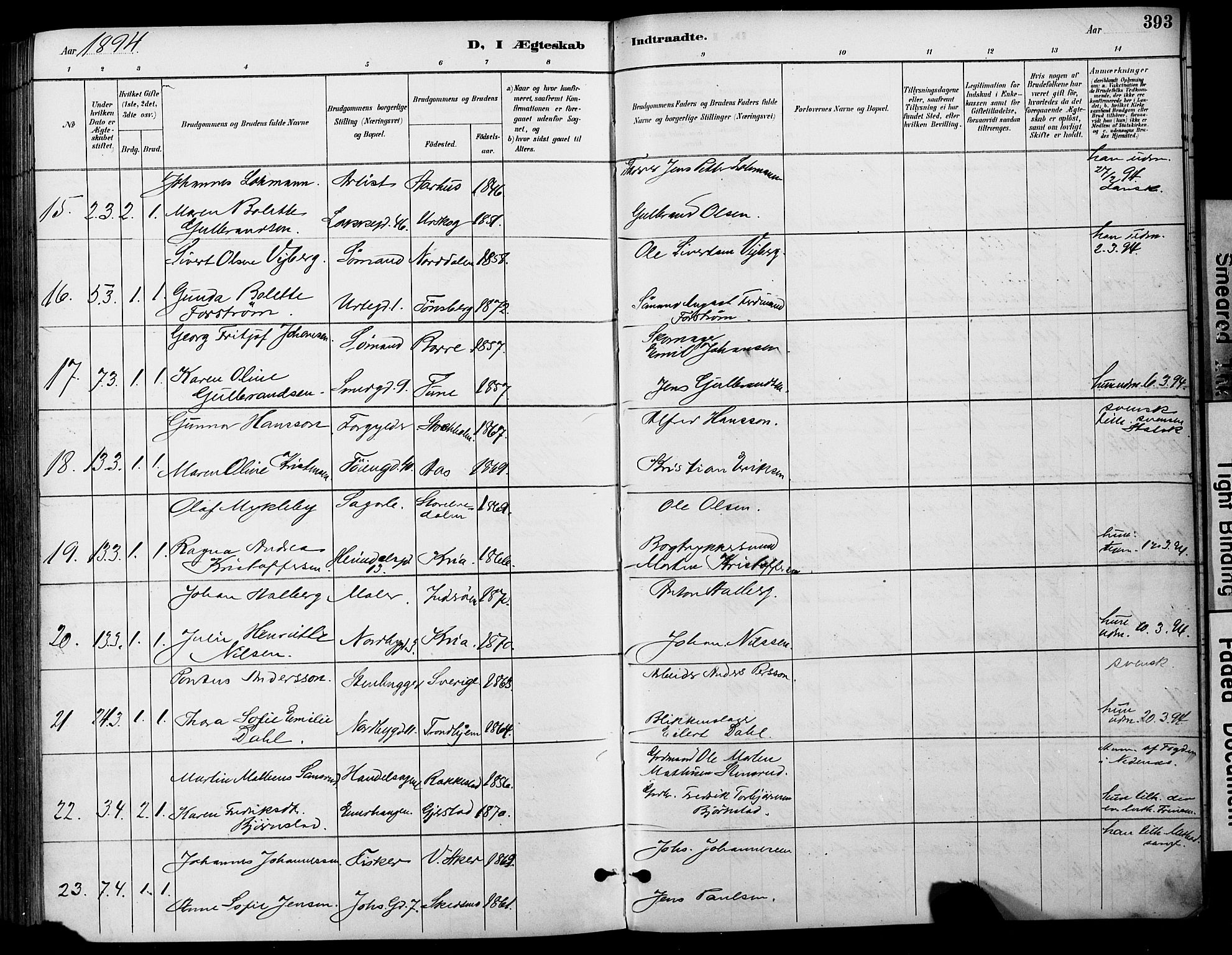 Grønland prestekontor Kirkebøker, AV/SAO-A-10848/F/Fa/L0013: Parish register (official) no. 13, 1887-1906, p. 393